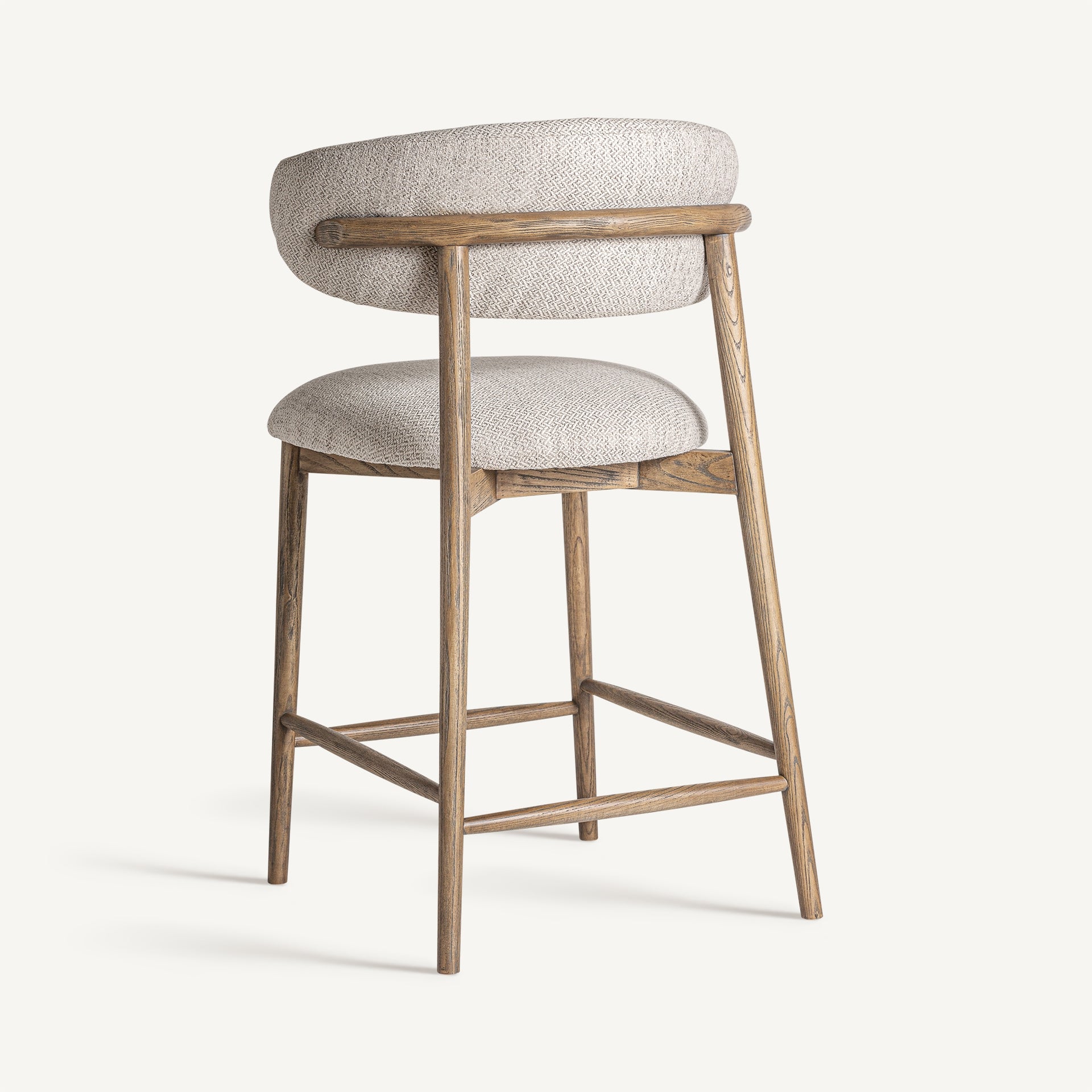 Barstuhl ERLEC beige mit dunklem Eschenfuß