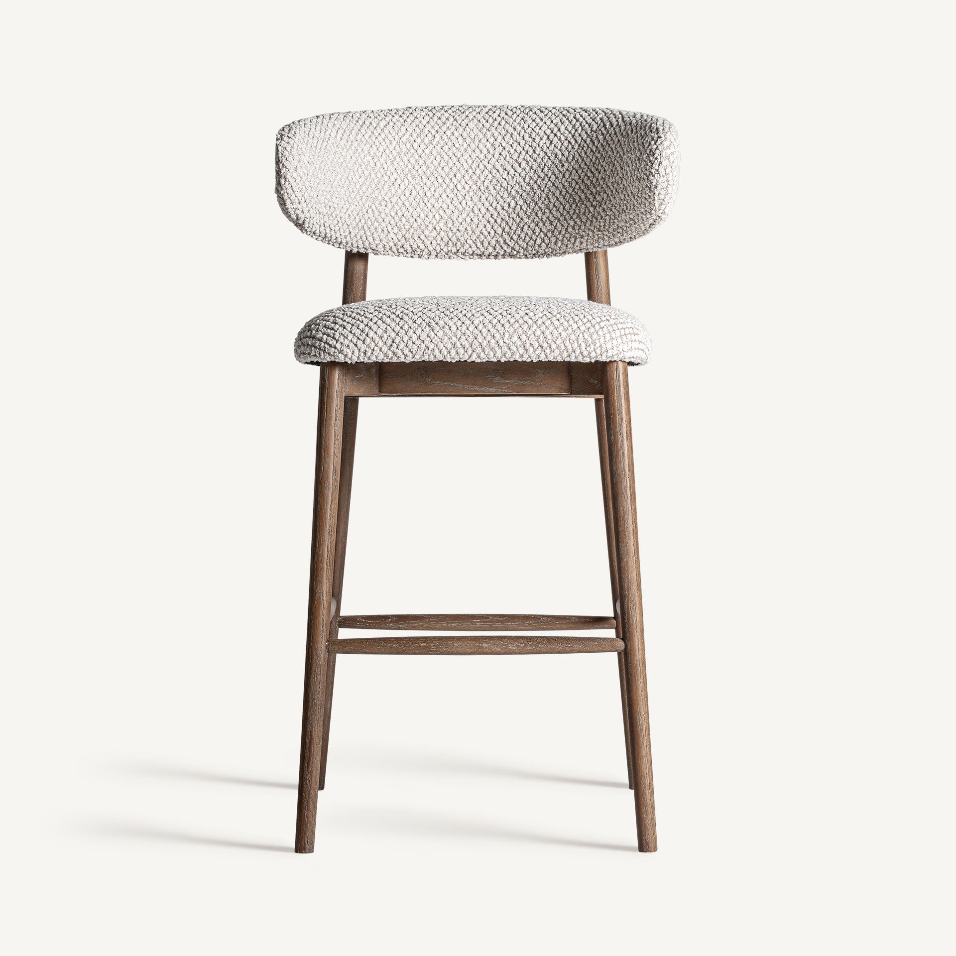 Hocker ERLEC lichtbeige met een donkere essen basis