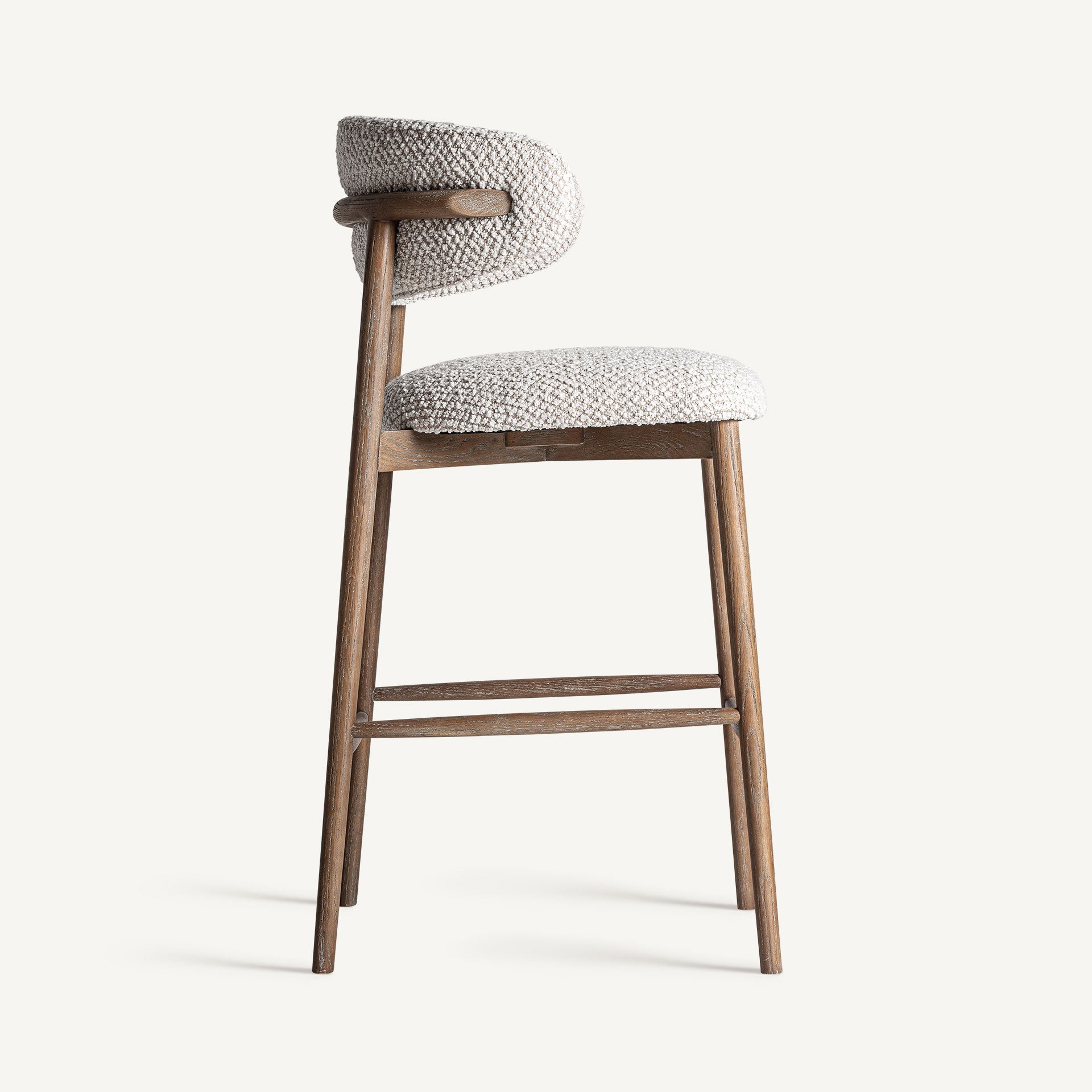 Hocker ERLEC lichtbeige met een donkere essen basis