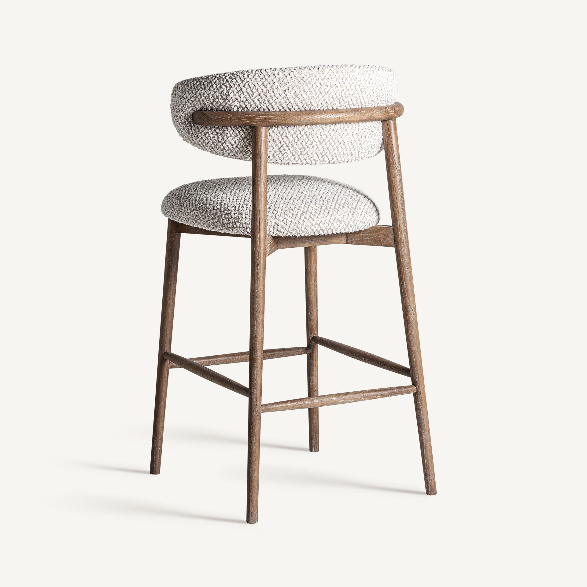 Hocker ERLEC lichtbeige met een donkere essen basis