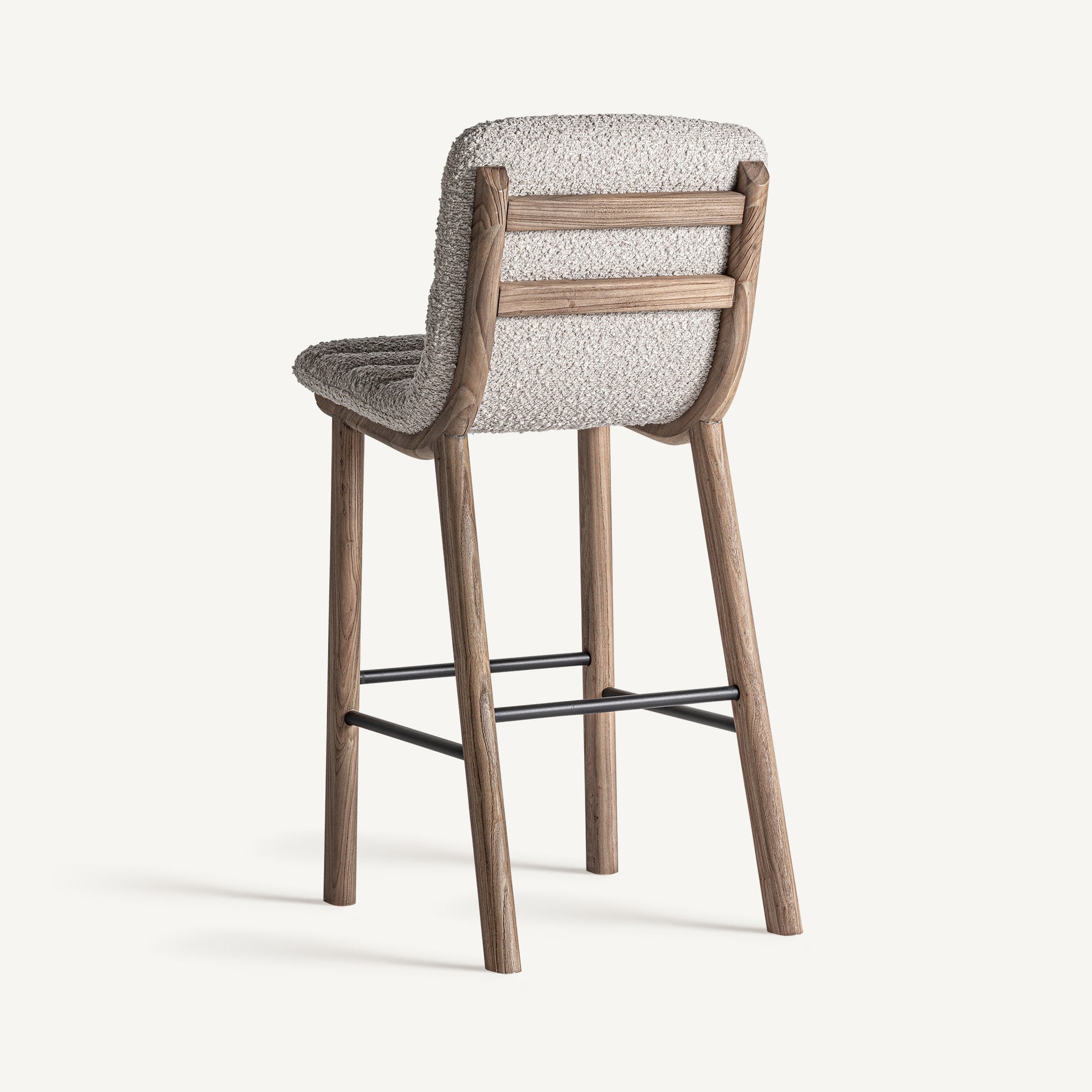 JACQUARD Bar Stool Beige with a Willow Base