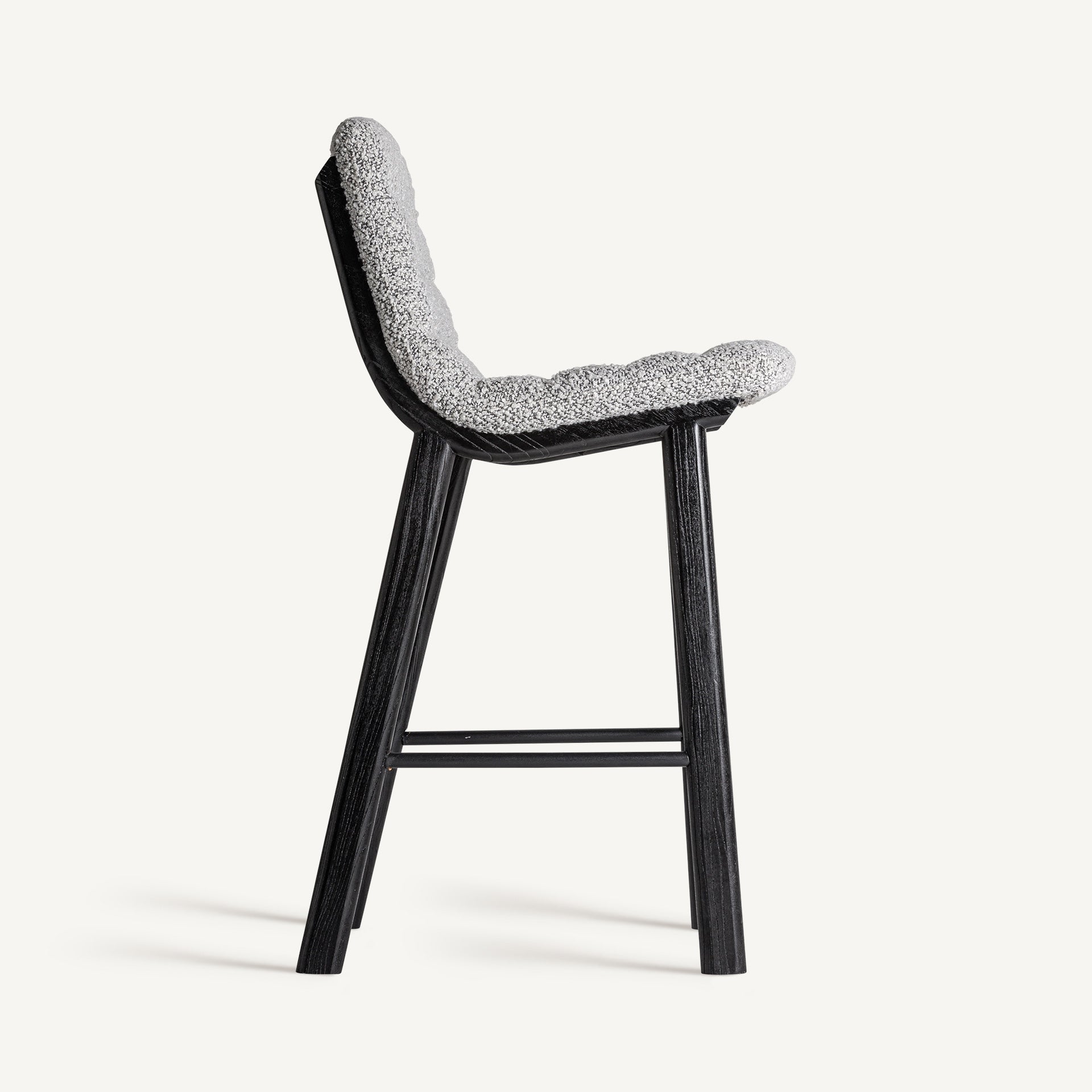 Barkruk JACQUARD grijs met zwarte bamboe basis