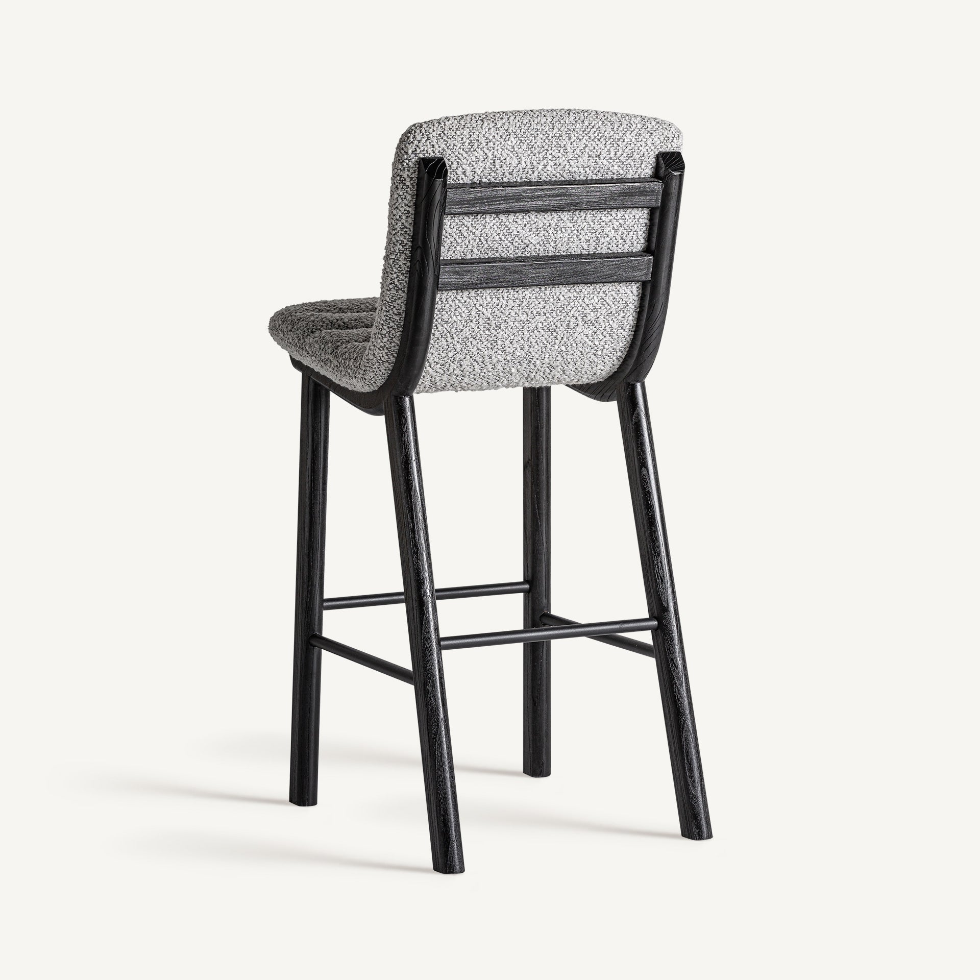 Barkruk JACQUARD grijs met zwarte bamboe basis