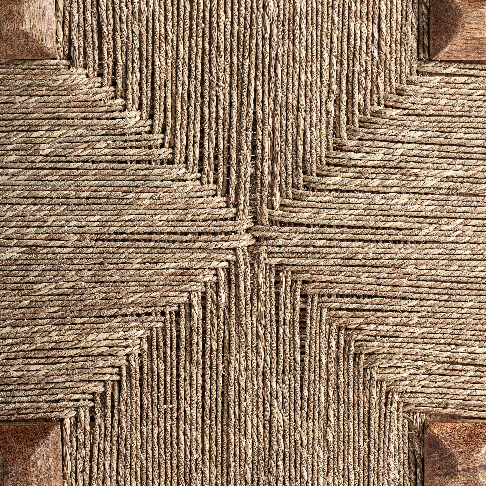 Houten KAAJI kruk met jute zitting