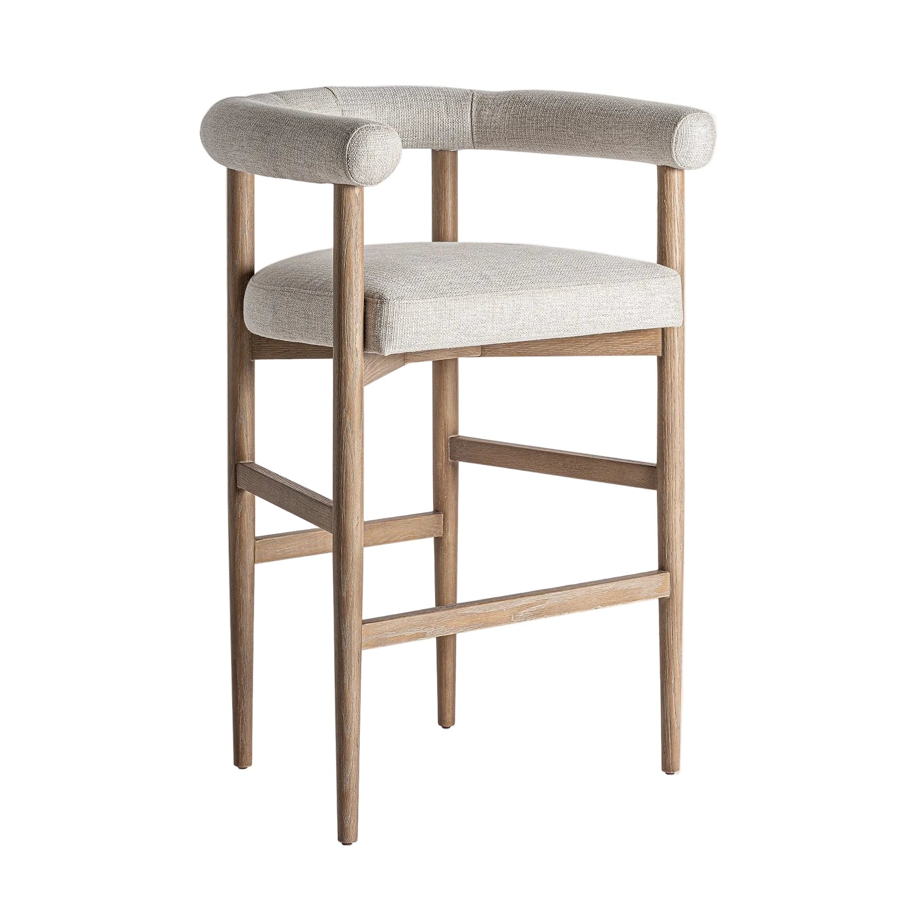 LAZINS Beige Bar Stool with Ash Base