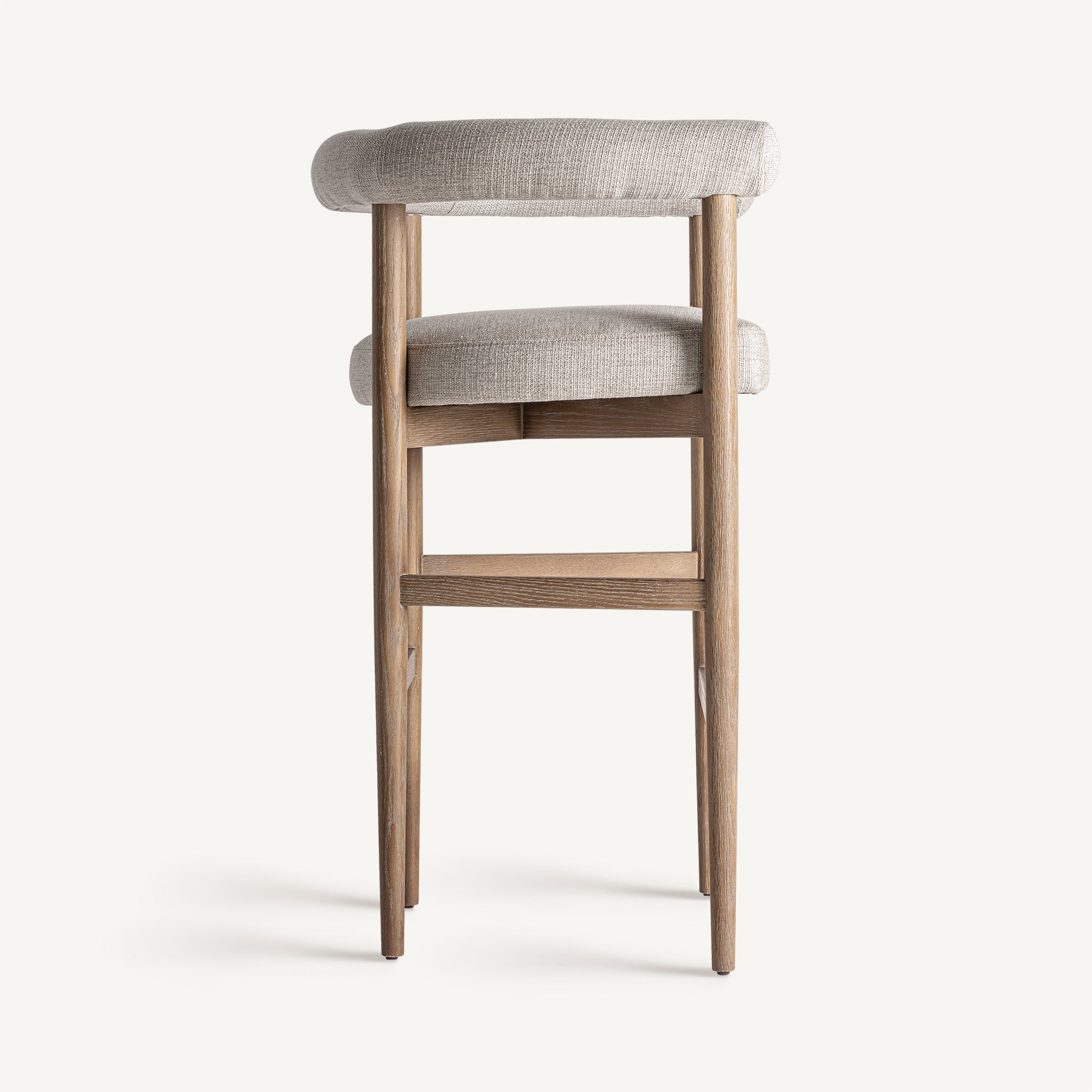 LAZINS Beige Bar Stool with Ash Base
