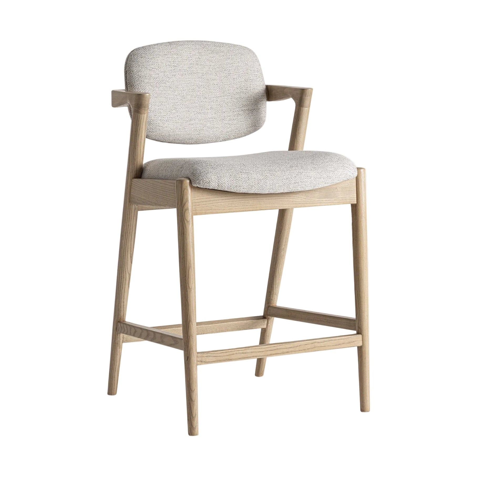 Barkruk NAMUR beige met essenhouten basis