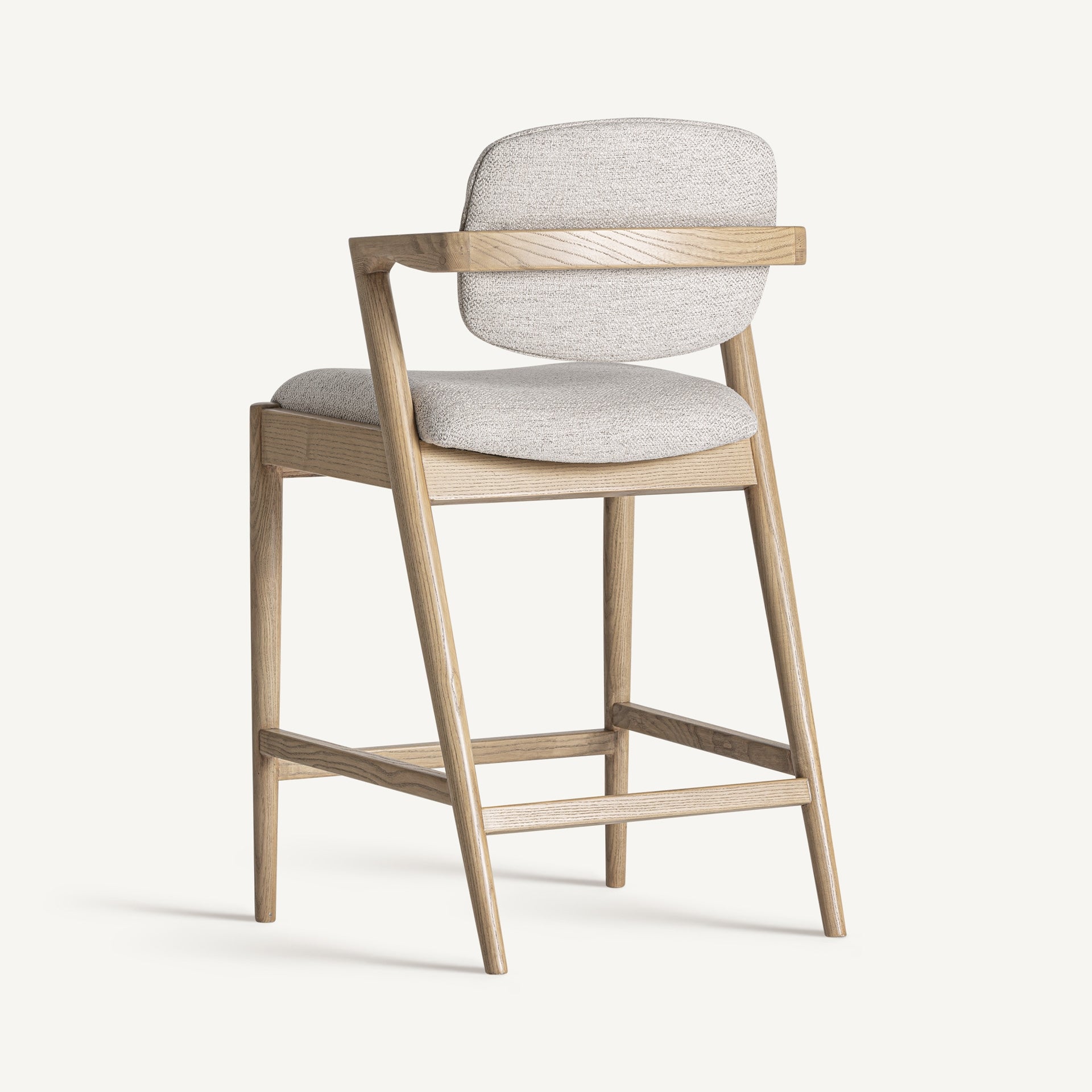 Barkruk NAMUR beige met essenhouten basis