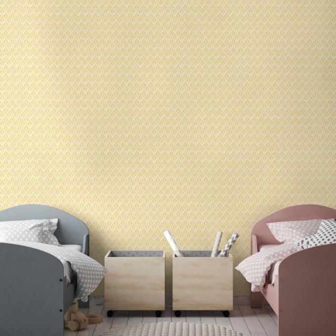 Behang met geometrisch patroon van plantachtige bladeren ARCHIVE TRADITIONAL - Lee Priory grijs