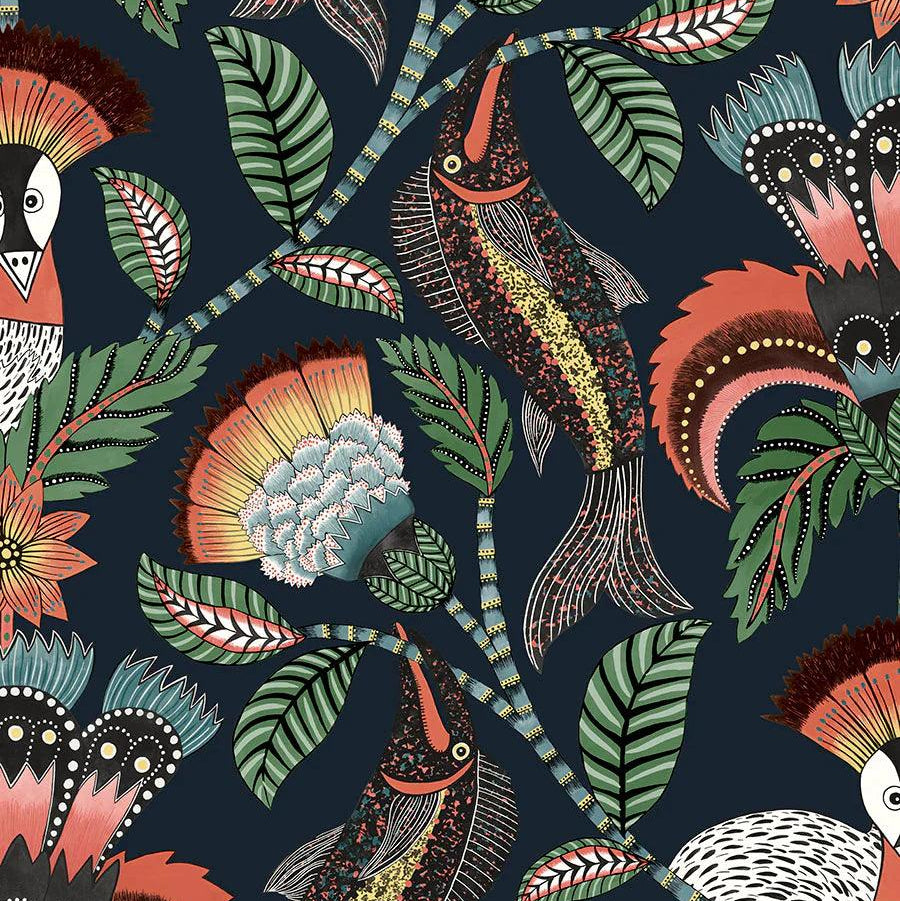 Tapeta ARDMORE JABULA - Nene zieleń na granacie Cole & Son Eye on Design