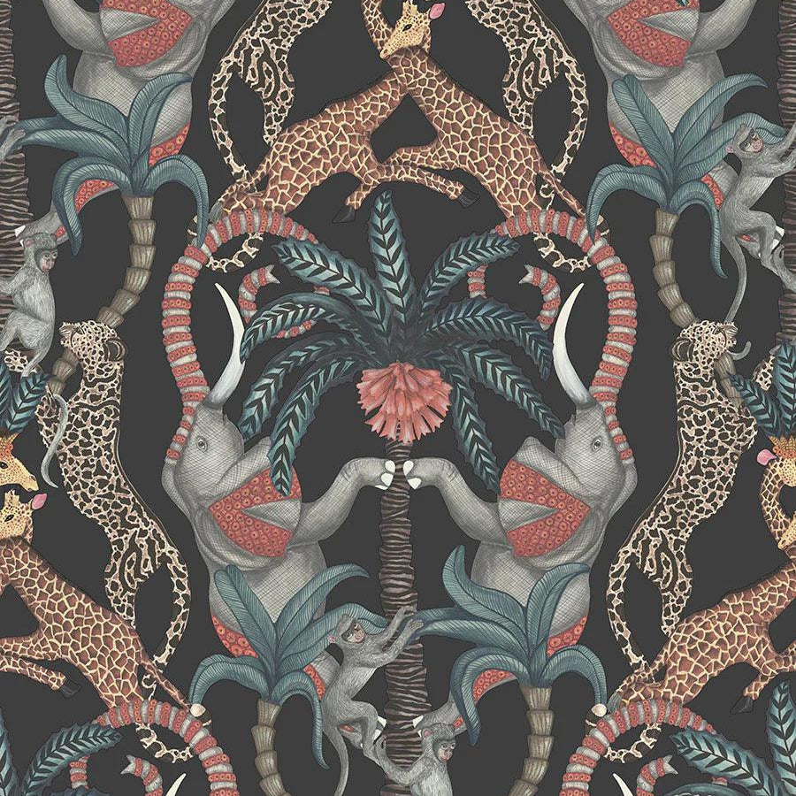 Tapeta ARDMORE JABULA - Safari Totem turkus na czarnym Cole & Son Default Title Eye on Design