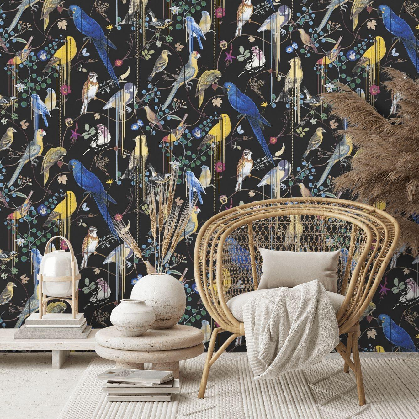 Tapeta BIRDS SINFONIA CREPUSCULE czarny Christian Lacroix Eye on Design