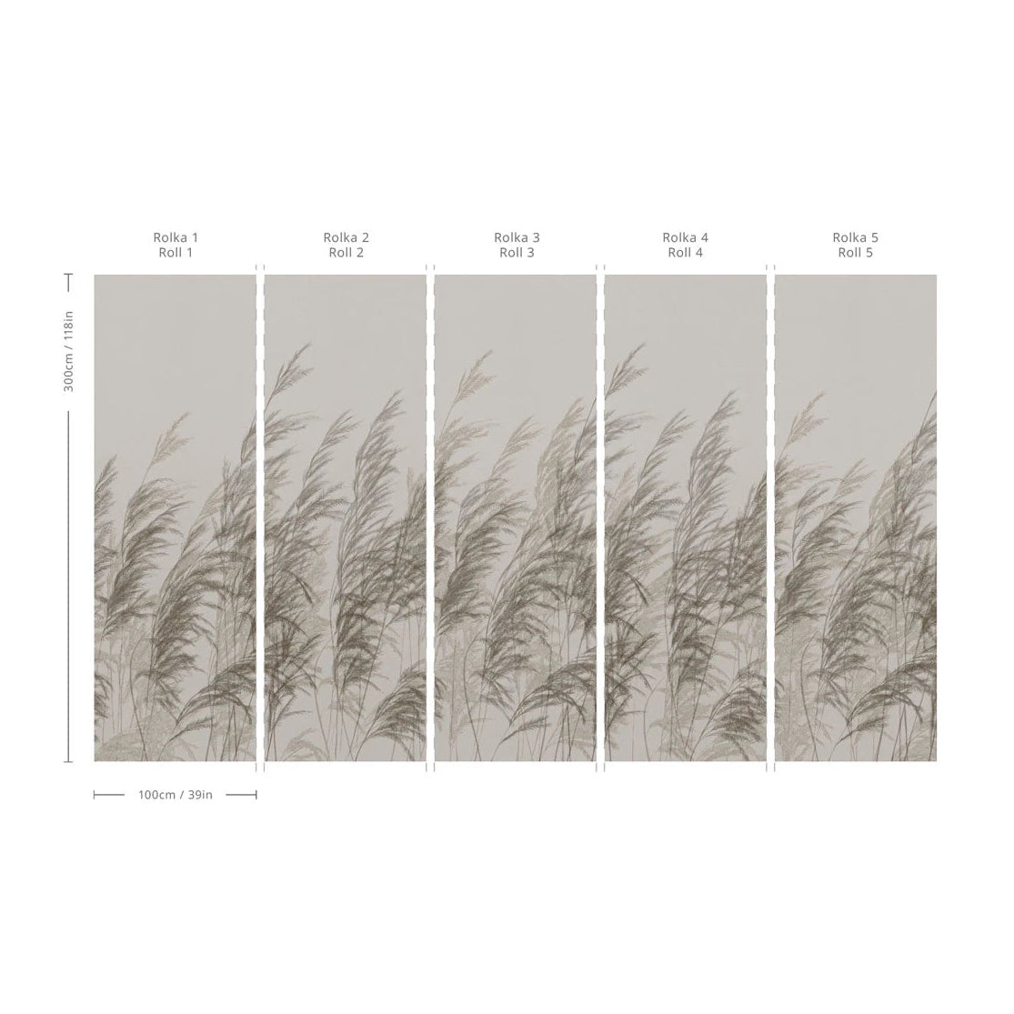 Vliesbehang met plantenpatroon CANE beige