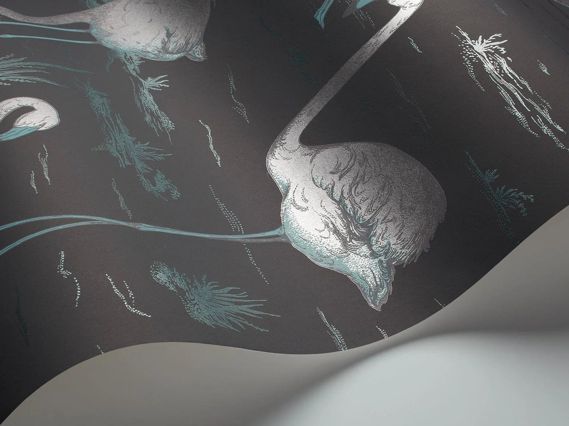 Tapeta CONTEMPORARY COLLECTION - Flamingos metaliczne srebro Cole & Son Eye on Design