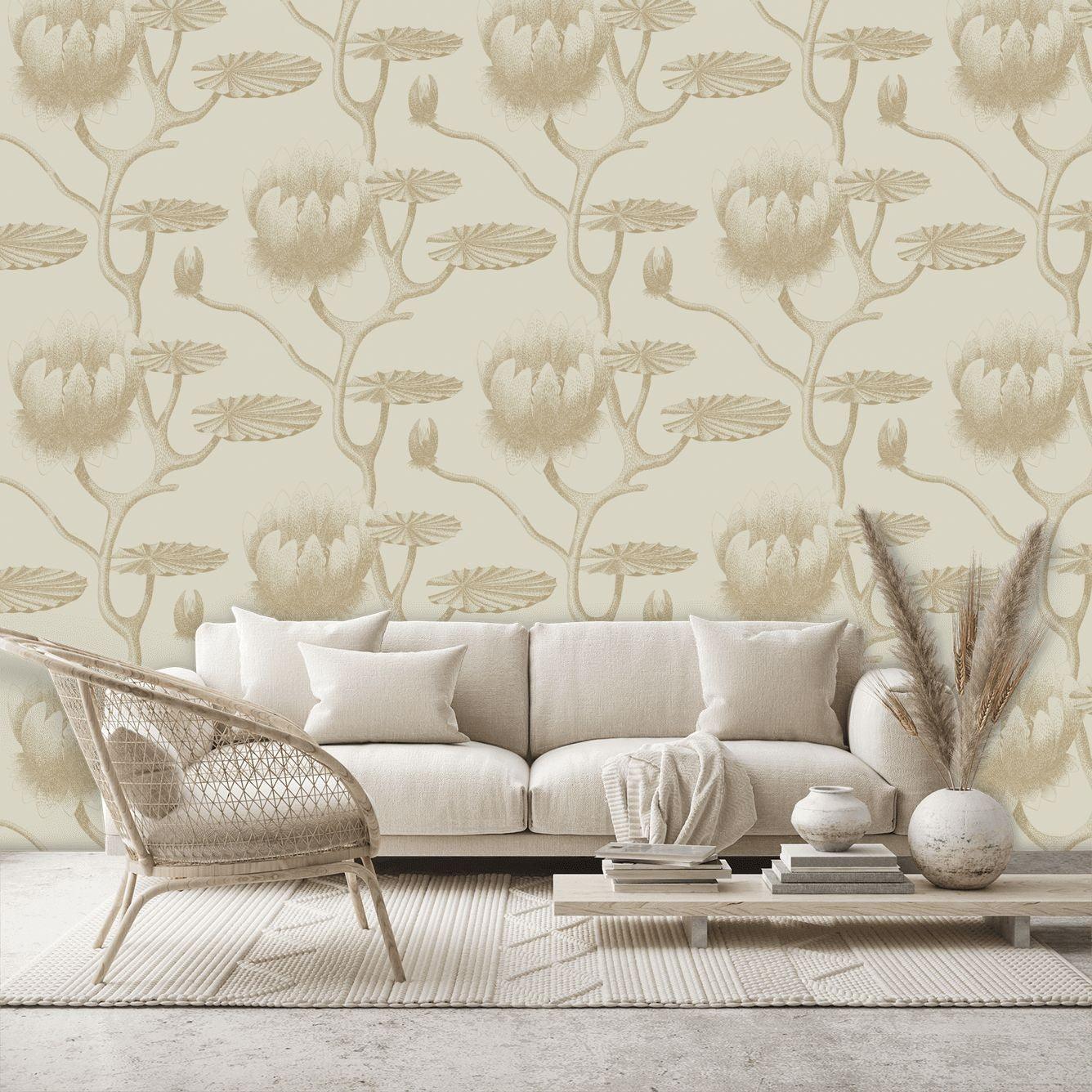 Behang met plantaal motief CONTEMPORARY RESTYLED - Lily beige