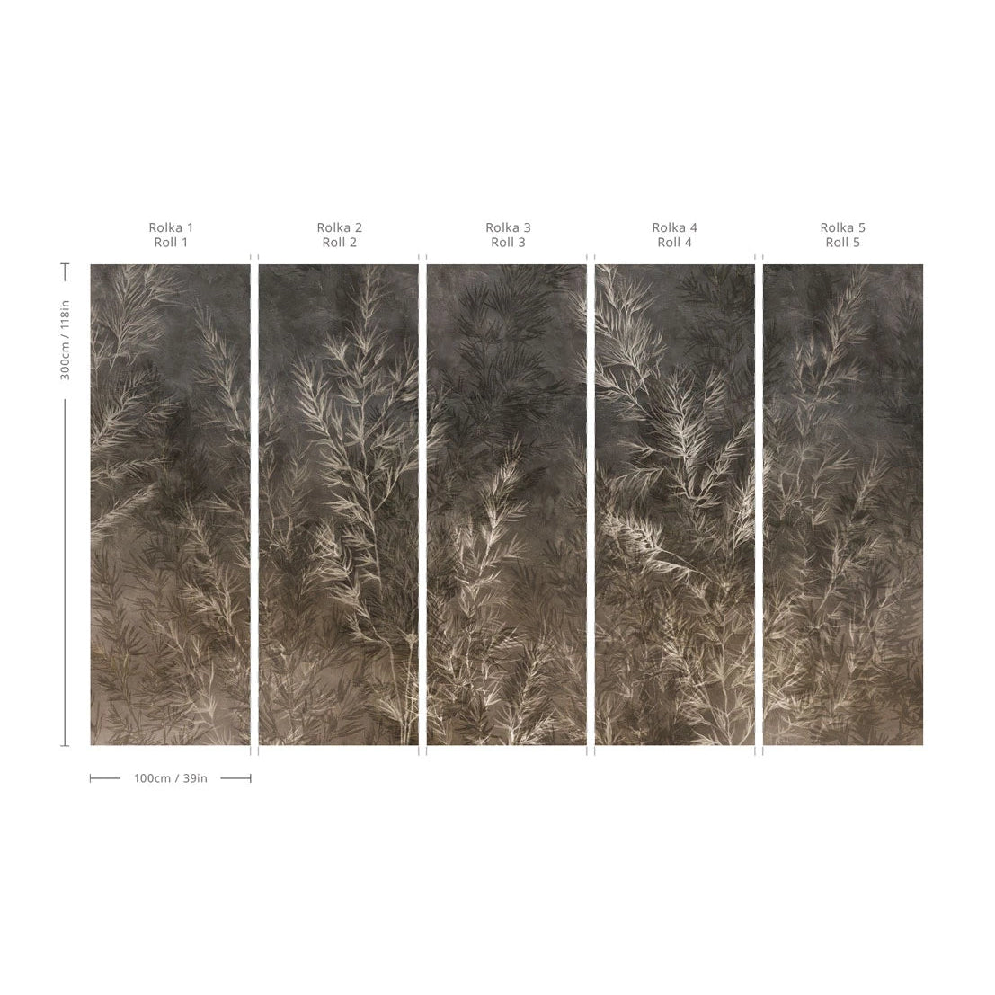 Vliesbehang met plantenpatroon DROGE GRASS donkergroen
