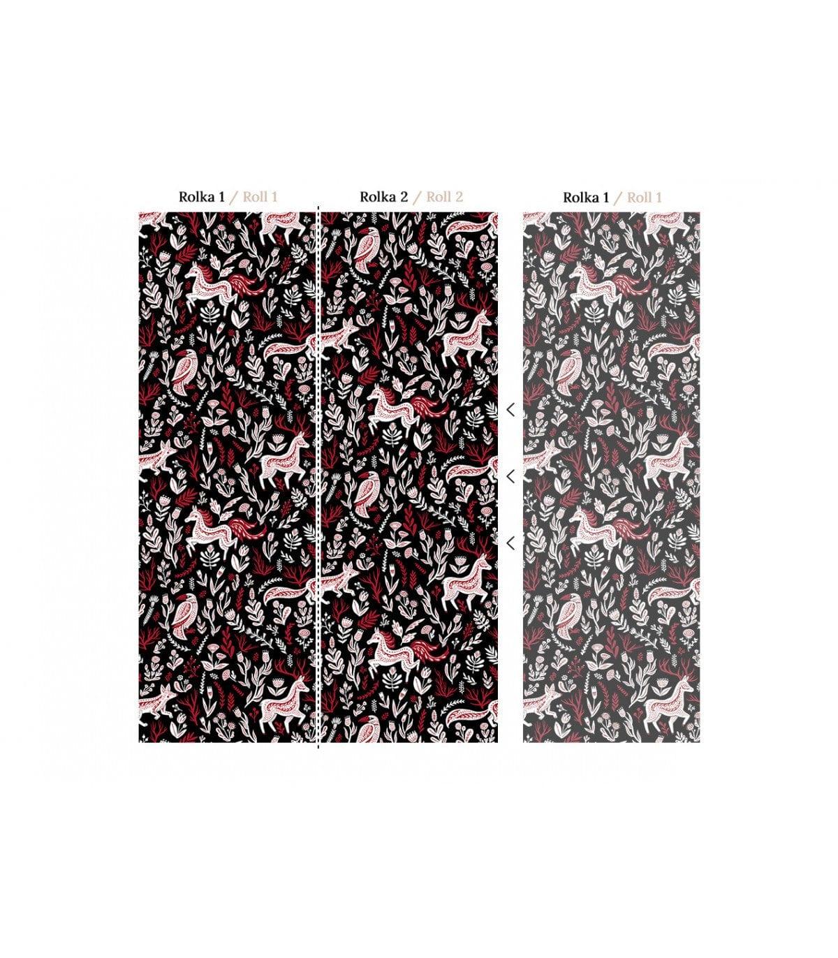 Tapeta FOLK ANIMALS BLACK Wallcolors Eye on Design