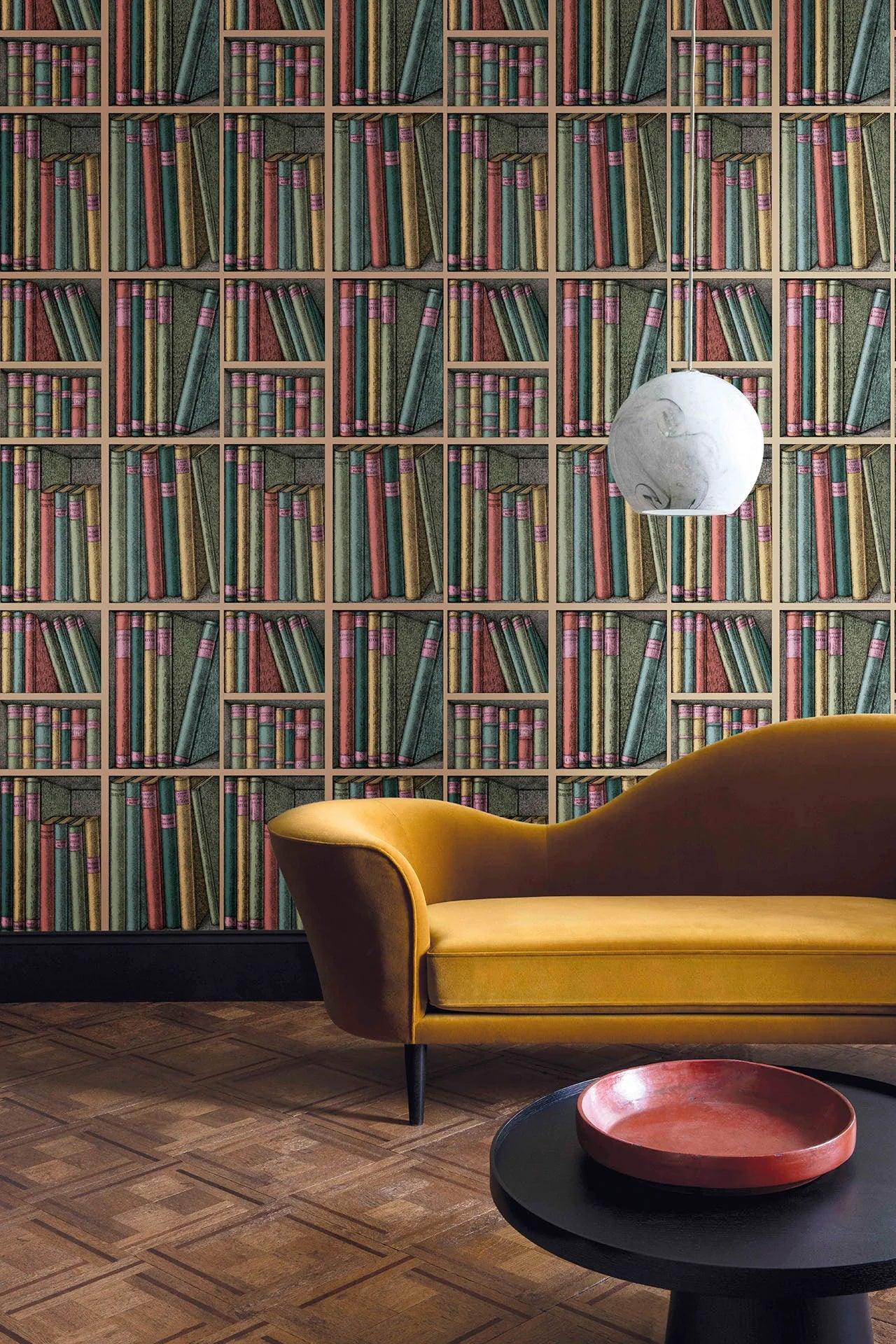 Beige wandtapijt met bibliotheek- en boekenmotief FORNASETTI - Ex Libris