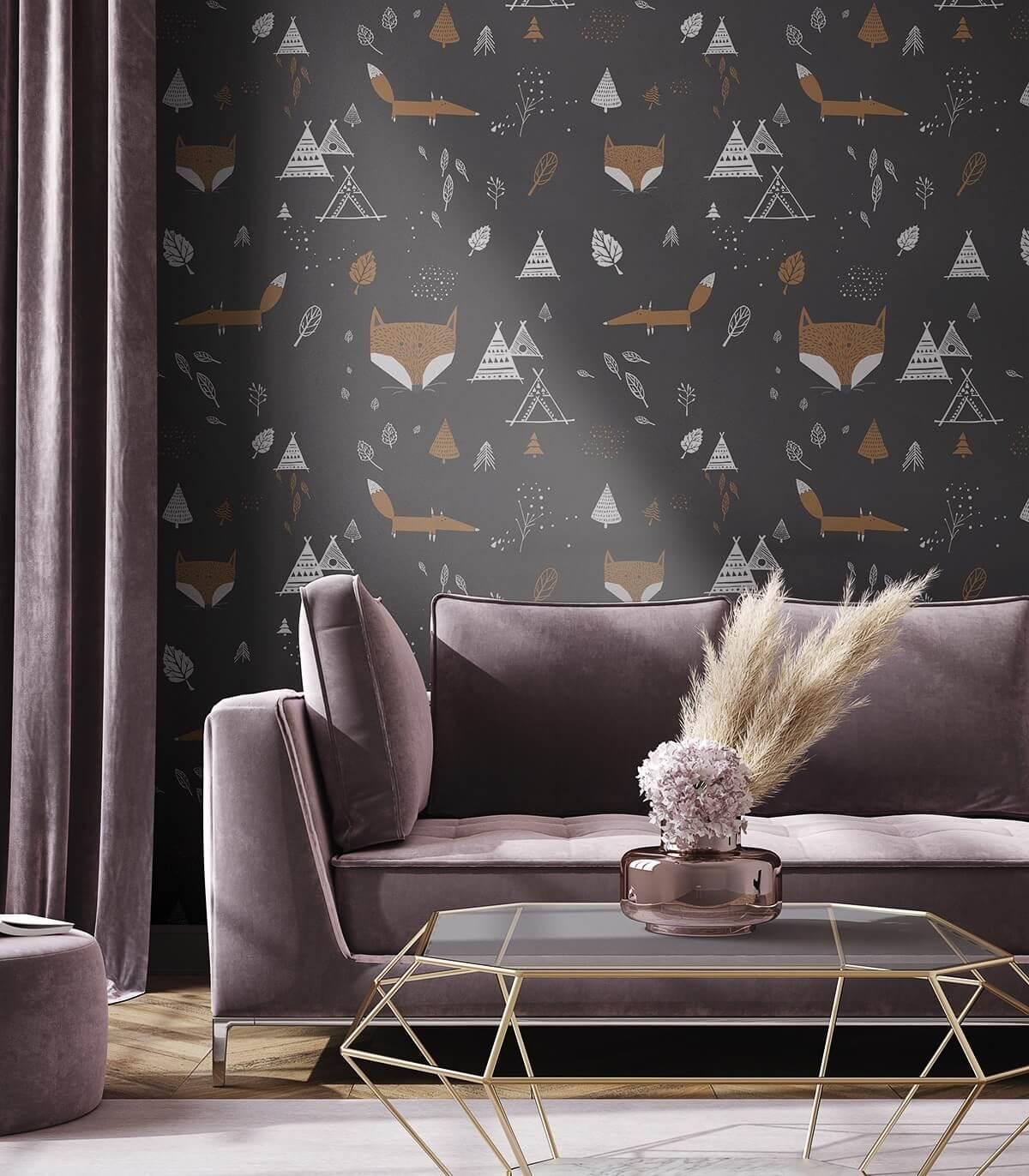Tapeta FOX ADVENTURE BLACK Wallcolors Eye on Design