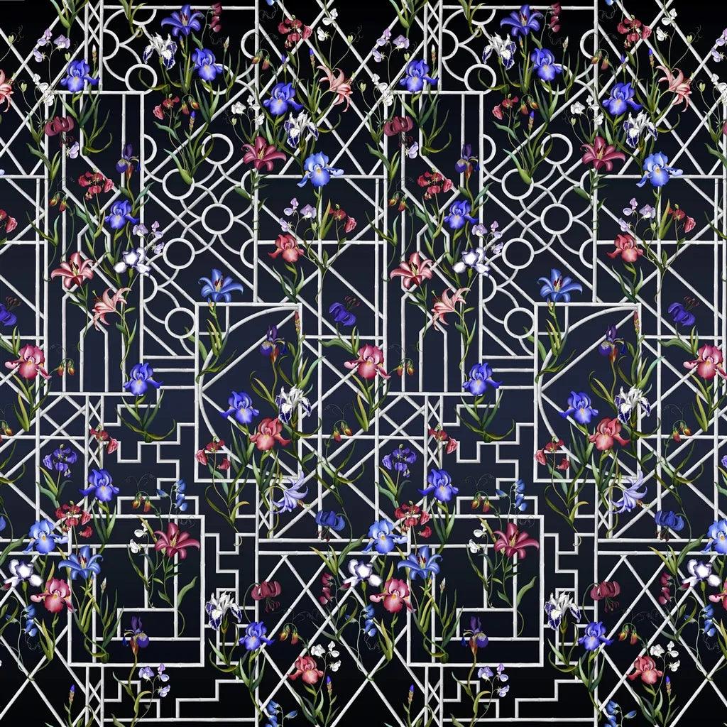 Tapeta FRETWORK GARDEN PANORAMIC INDIGO czarny – Christian Lacroix