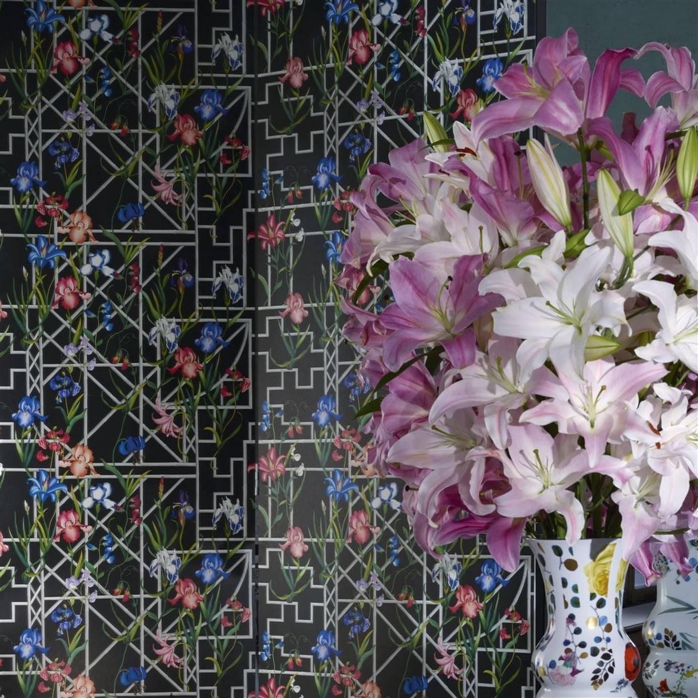Tapeta FRETWORK GARDEN PANORAMIC INDIGO czarny – Christian Lacroix