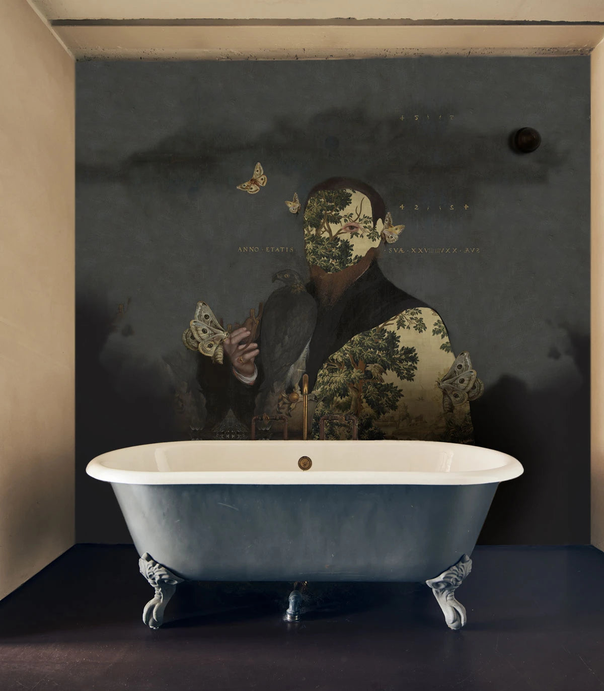 Vliesbehang GENTLEMAN MOTTE donkergrijs