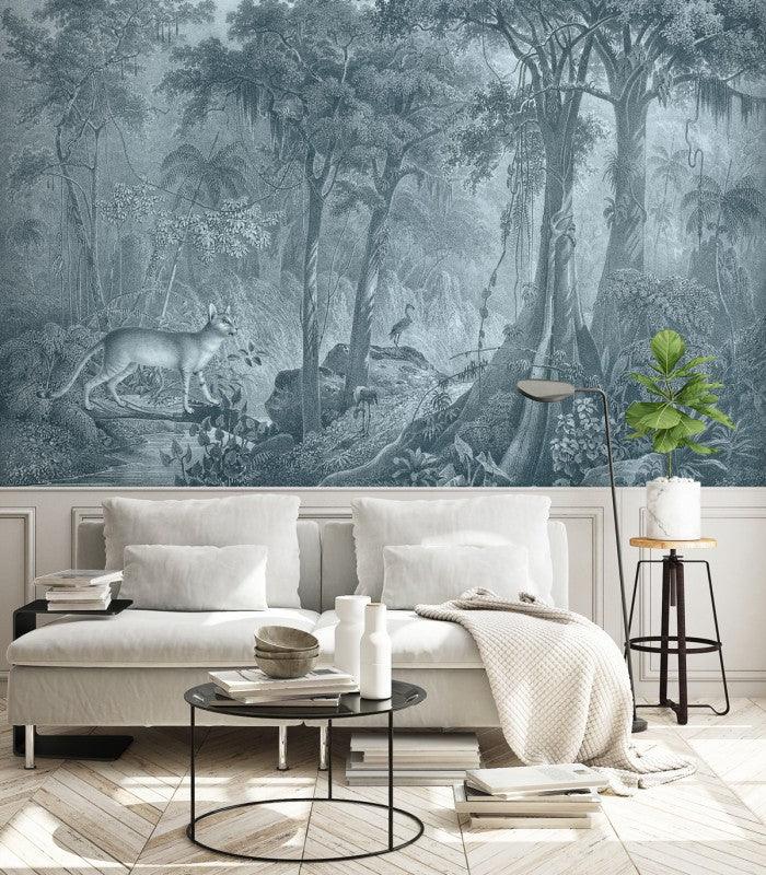 Tapeta Jungle Cat Blue Wallcolors Eye on Design