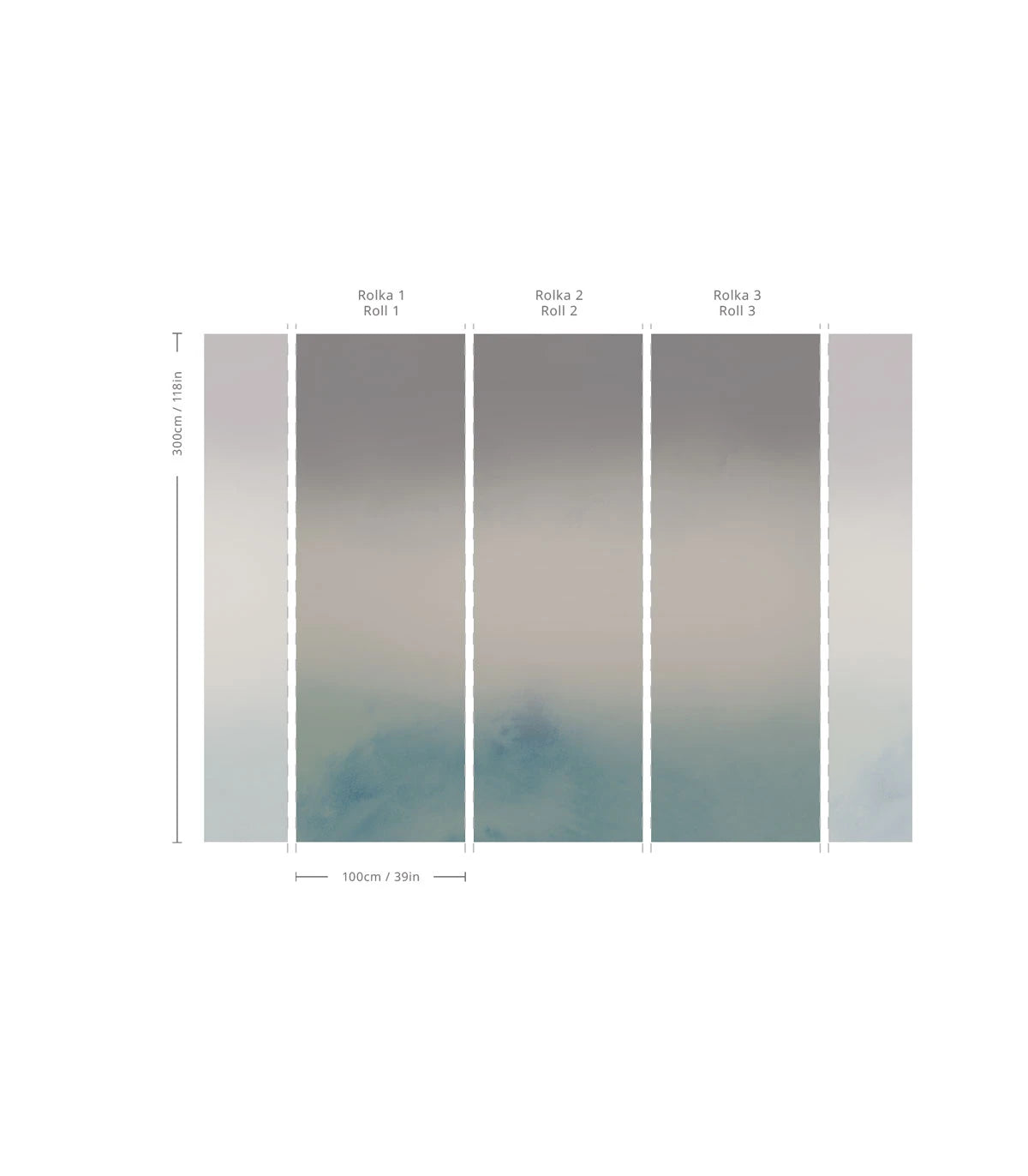 Tapete Farbverlauf OMBRE NEBEL kühles Blau