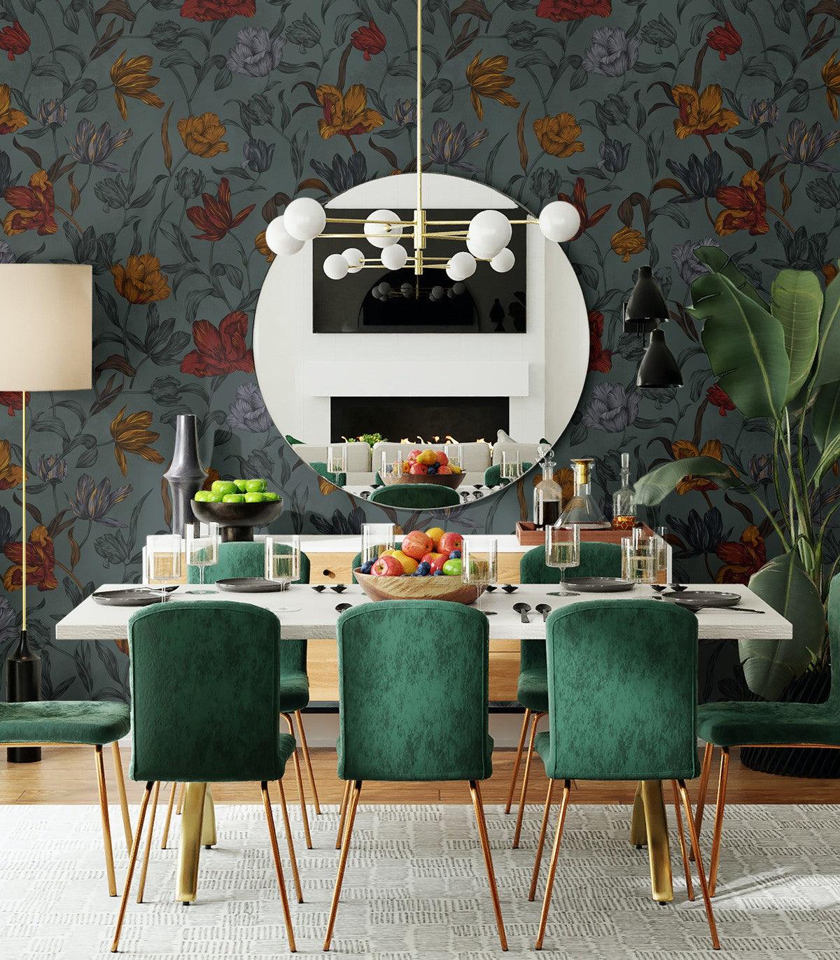 Tapeta ORANGE FLOWERS Wallcolors Eye on Design