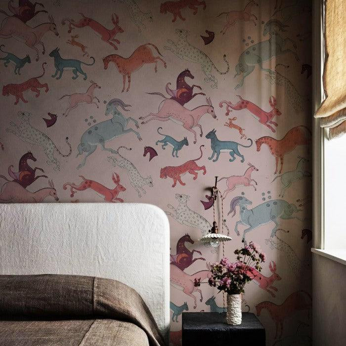 Tapeta Oriental Animals Light Pink Wallcolors Eye on Design