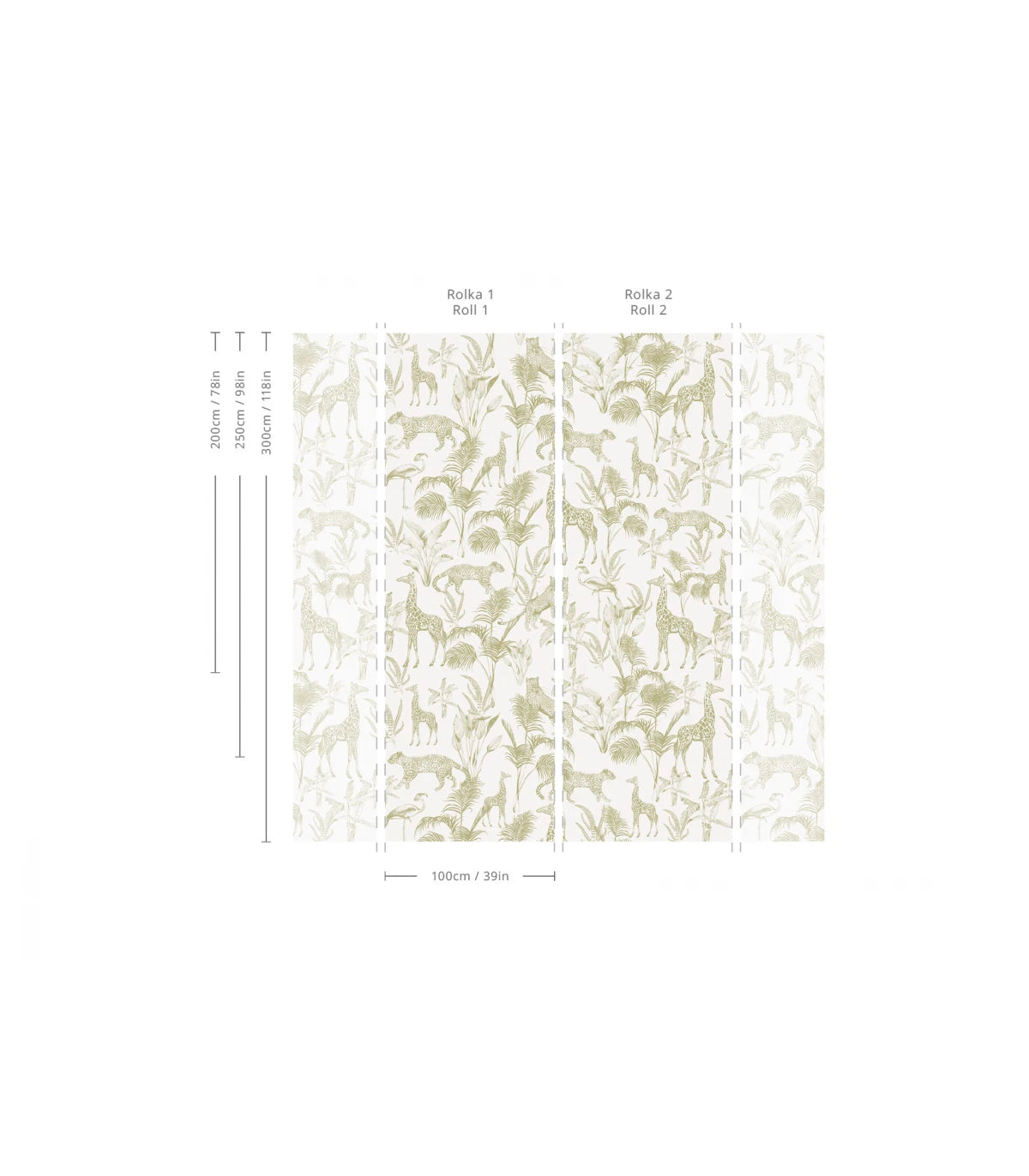 Beige behang met dierenmotief SAFARI GREEN met groen