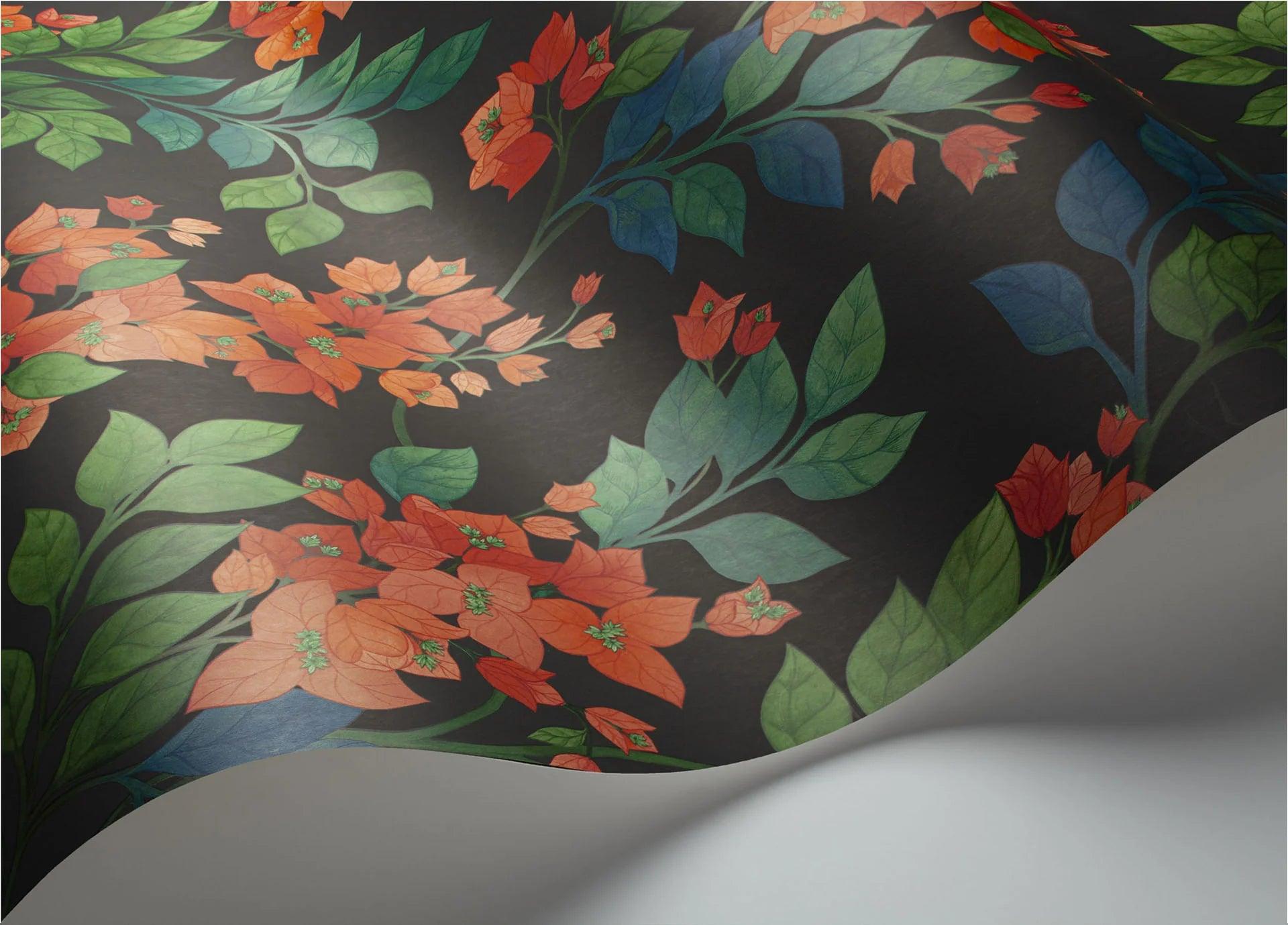 Tapeta SEVILLE - Bougainvillea czerwony na czerni Cole & Son Eye on Design