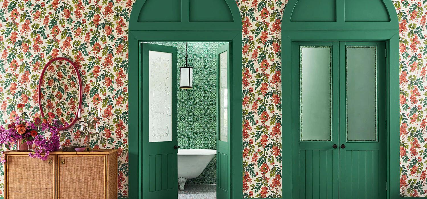 Tapeta SEVILLE - Bougainvillea czerwony na kremie Cole & Son Eye on Design