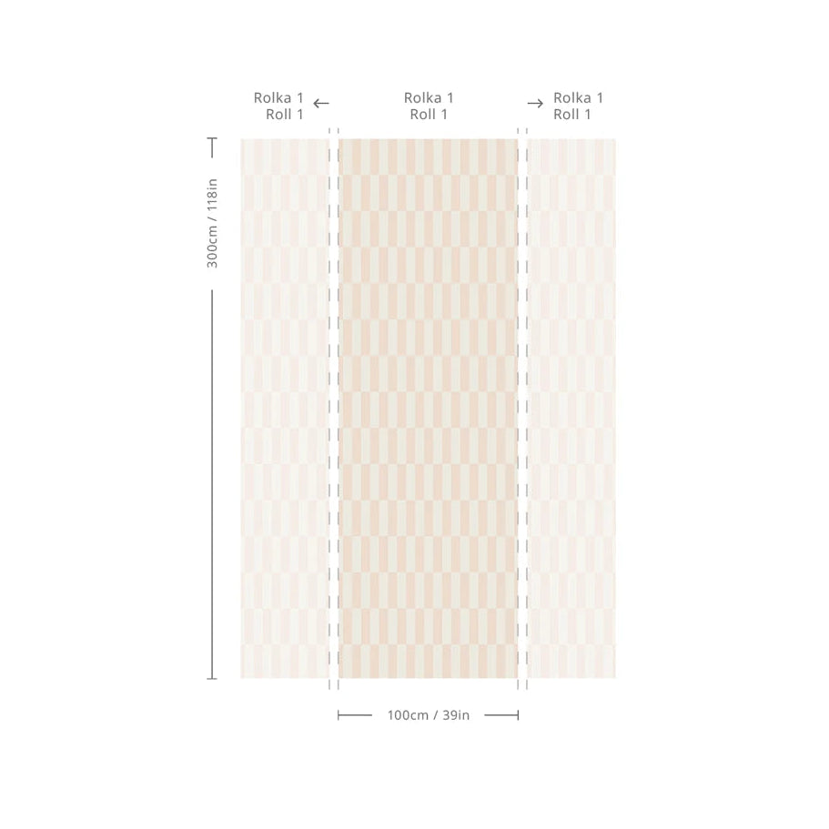 Vliesbehang met geometrisch patroon TETRIS STRIPE roze