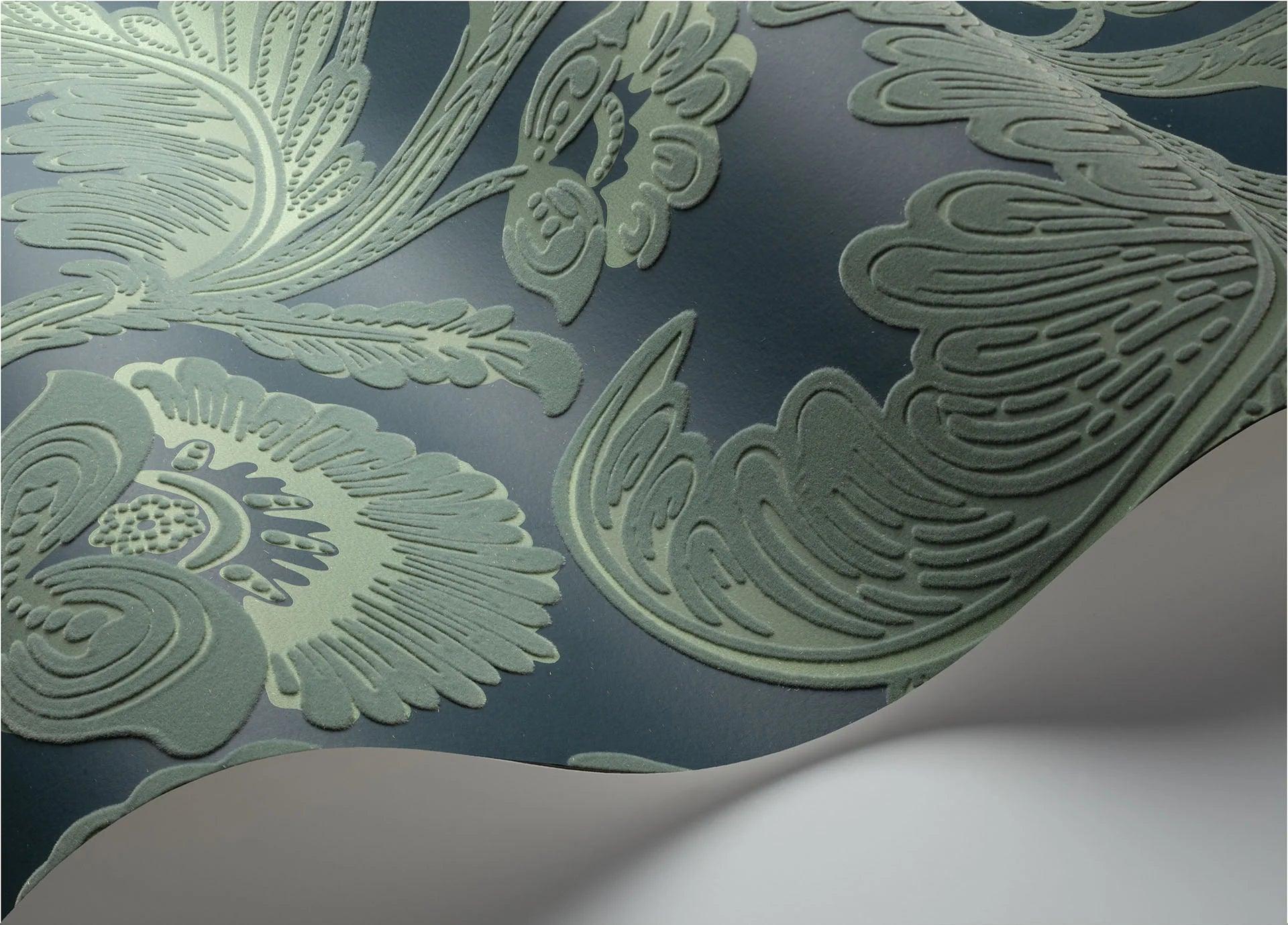 Tapeta THE PEARWOOD COLLECTION - Fanfare Flock zielony Cole & Son Eye on Design