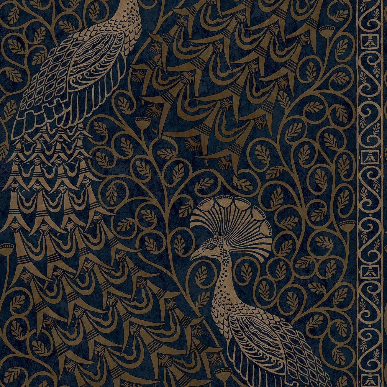 Tapeta THE PEARWOOD COLLECTION - Pavo Parade brąz na granacie Cole & Son Eye on Design