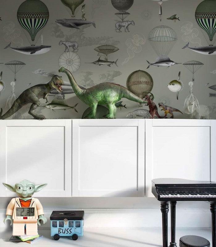 Tapeta VINTAGE BALLOONS zielony Wallcolors Eye on Design