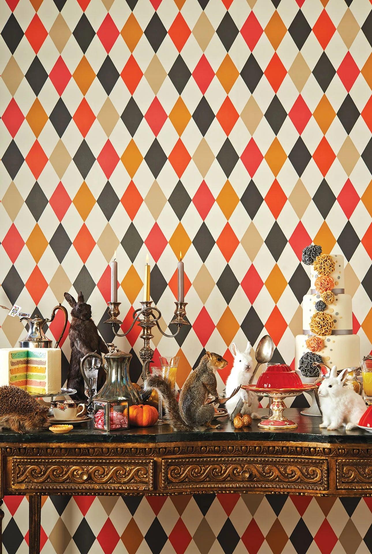 Behang met geometrisch patroon WHIMSICAL - Punchinello groen