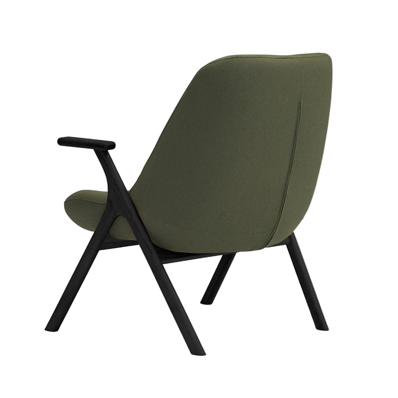 DINS Armchair in Dark Green with Black Wooden Base