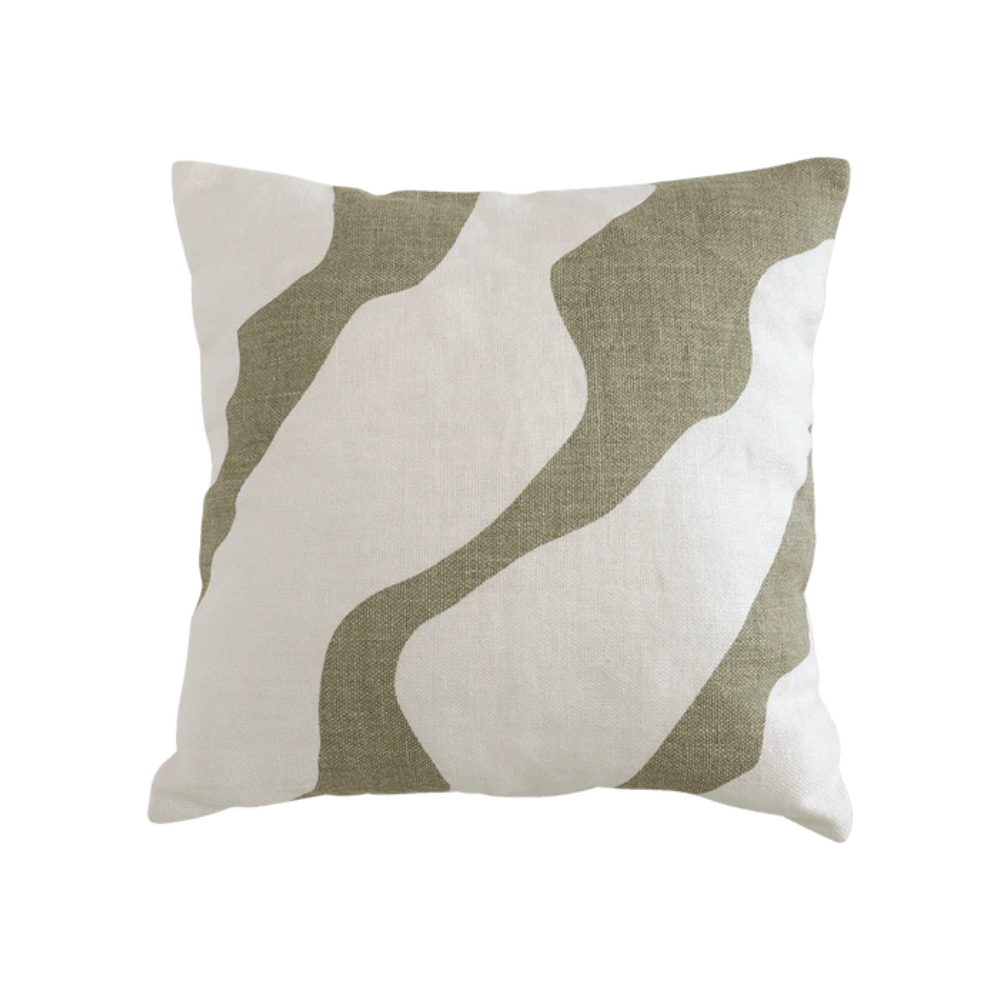 Kussen FLUSSO crème met groen