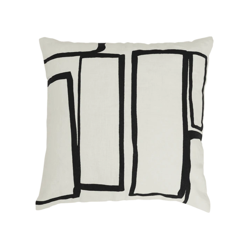 Arte kussen wit met zwarte print