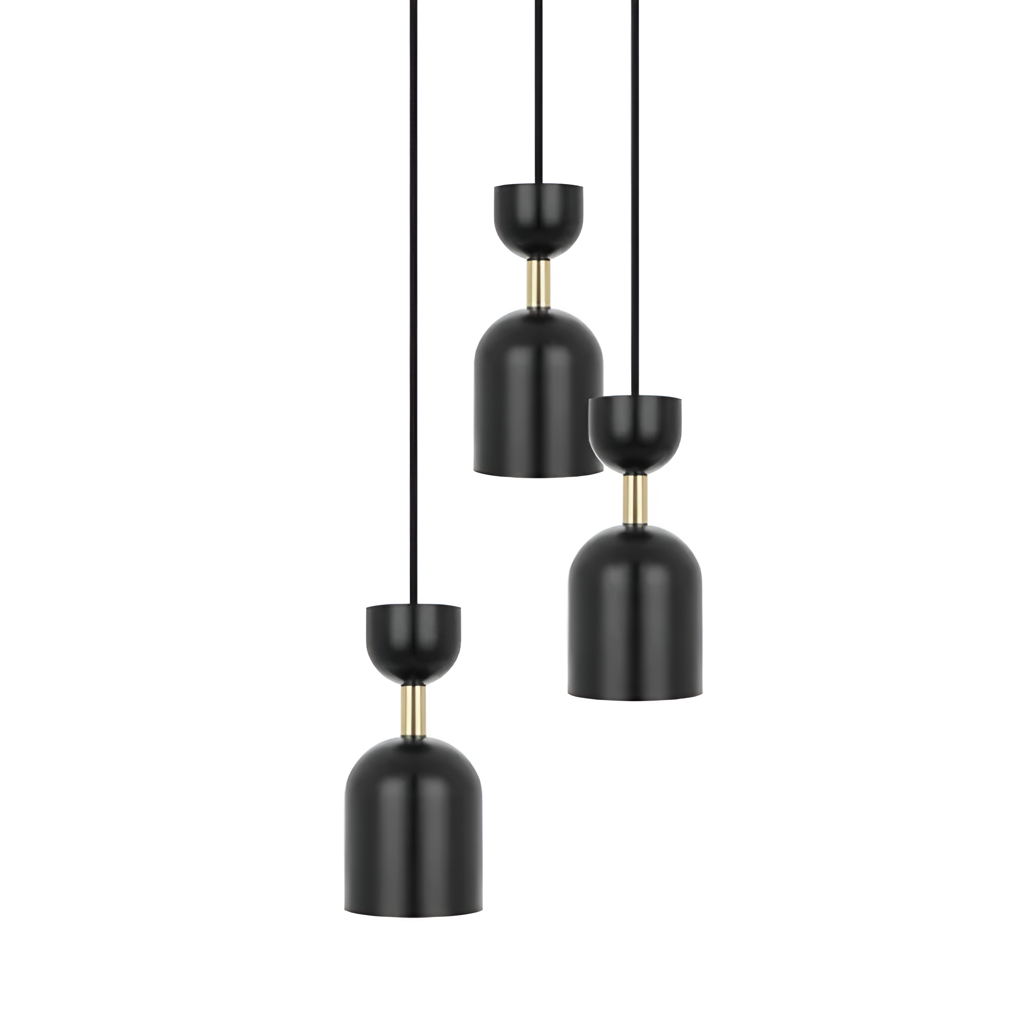 SUPURU 3P black pendant lamp with brass