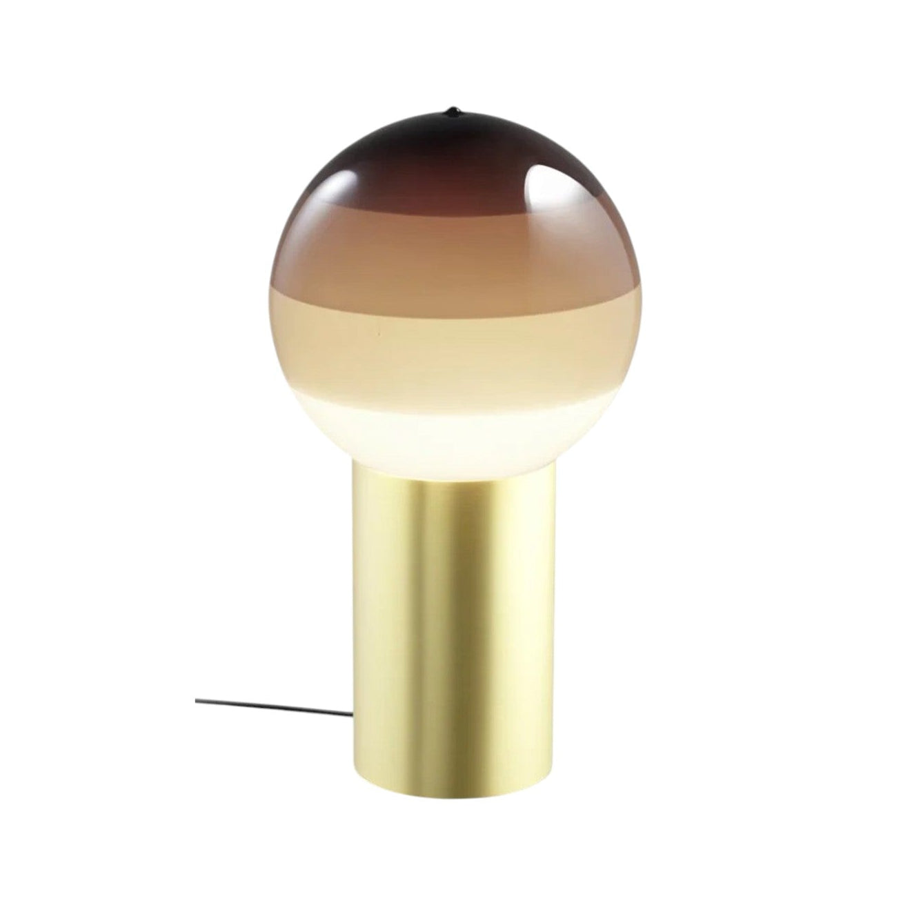 Tischlampe DIPPING schokoladenbraun mit goldenem Fuß