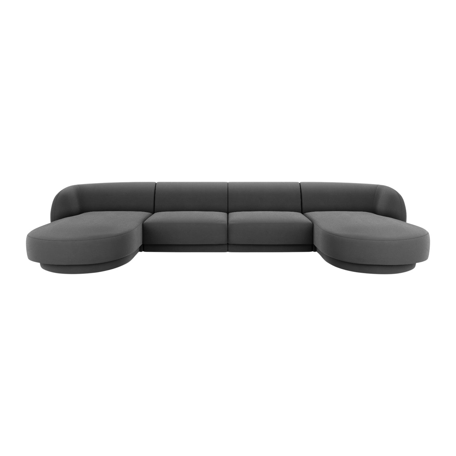 Samt-Ecksofa für 5 Personen MILEY dunkelgrau