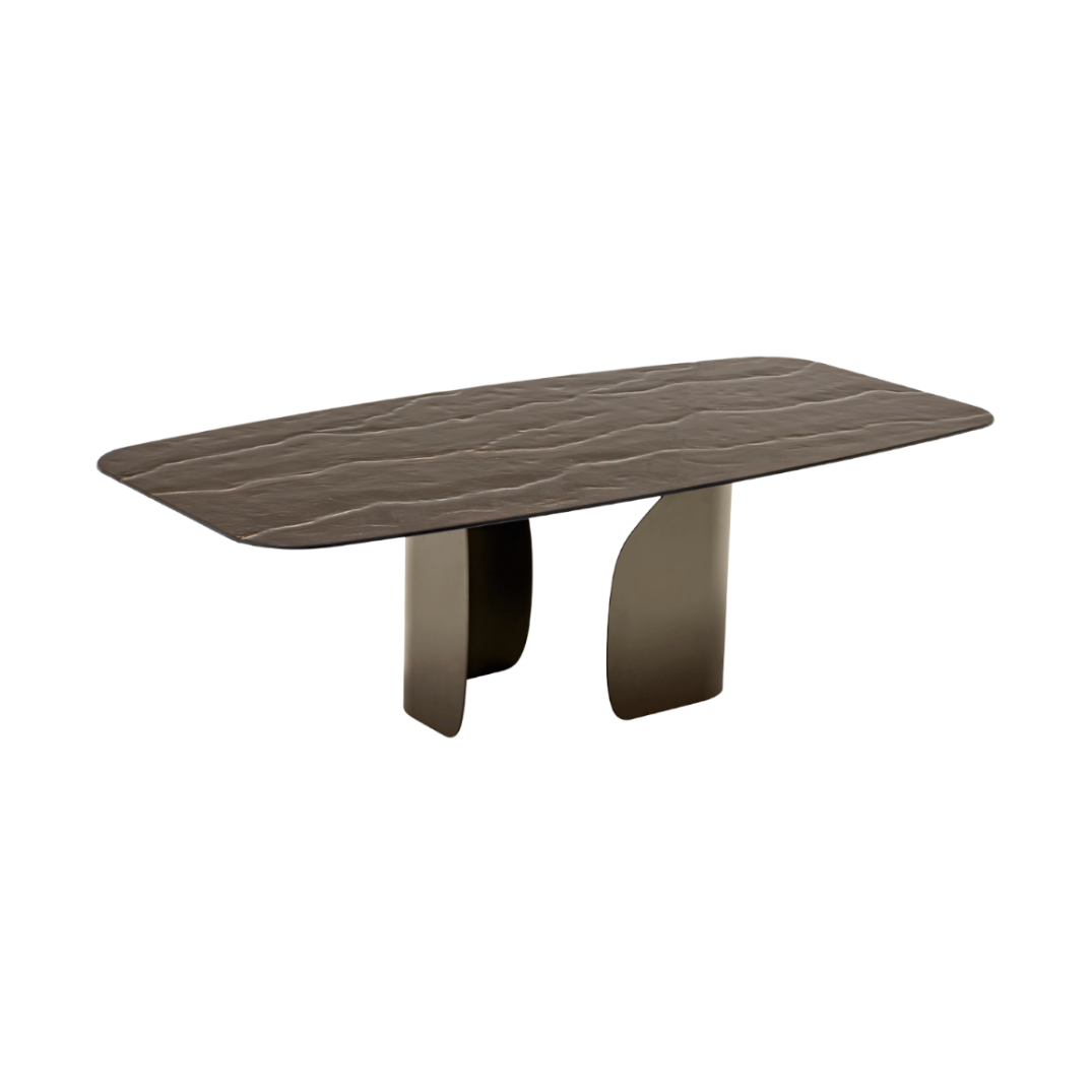 Tisch TWINS mit braunem Glasplatte und braunem Gestell