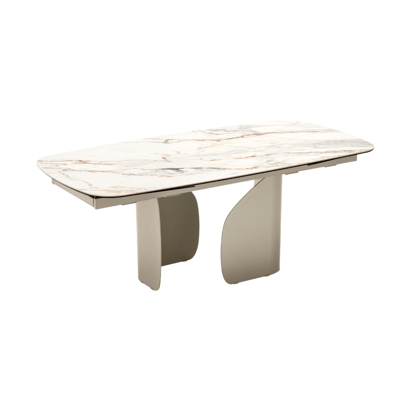 Uitschuifbare tafel TWINS met beige blad en beige basis
