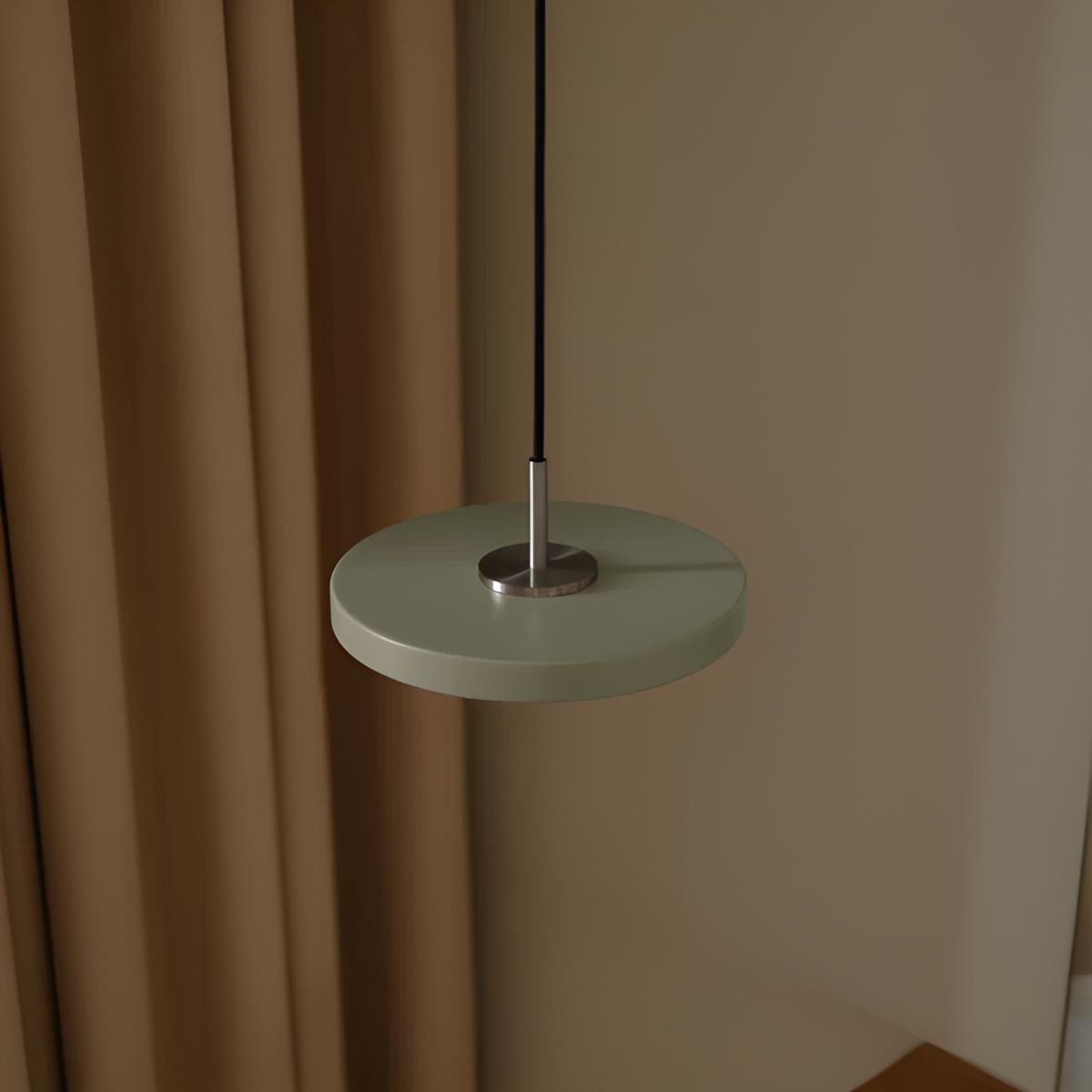 Asteria Micro Olive Pendant Lamp with Silver Insert
