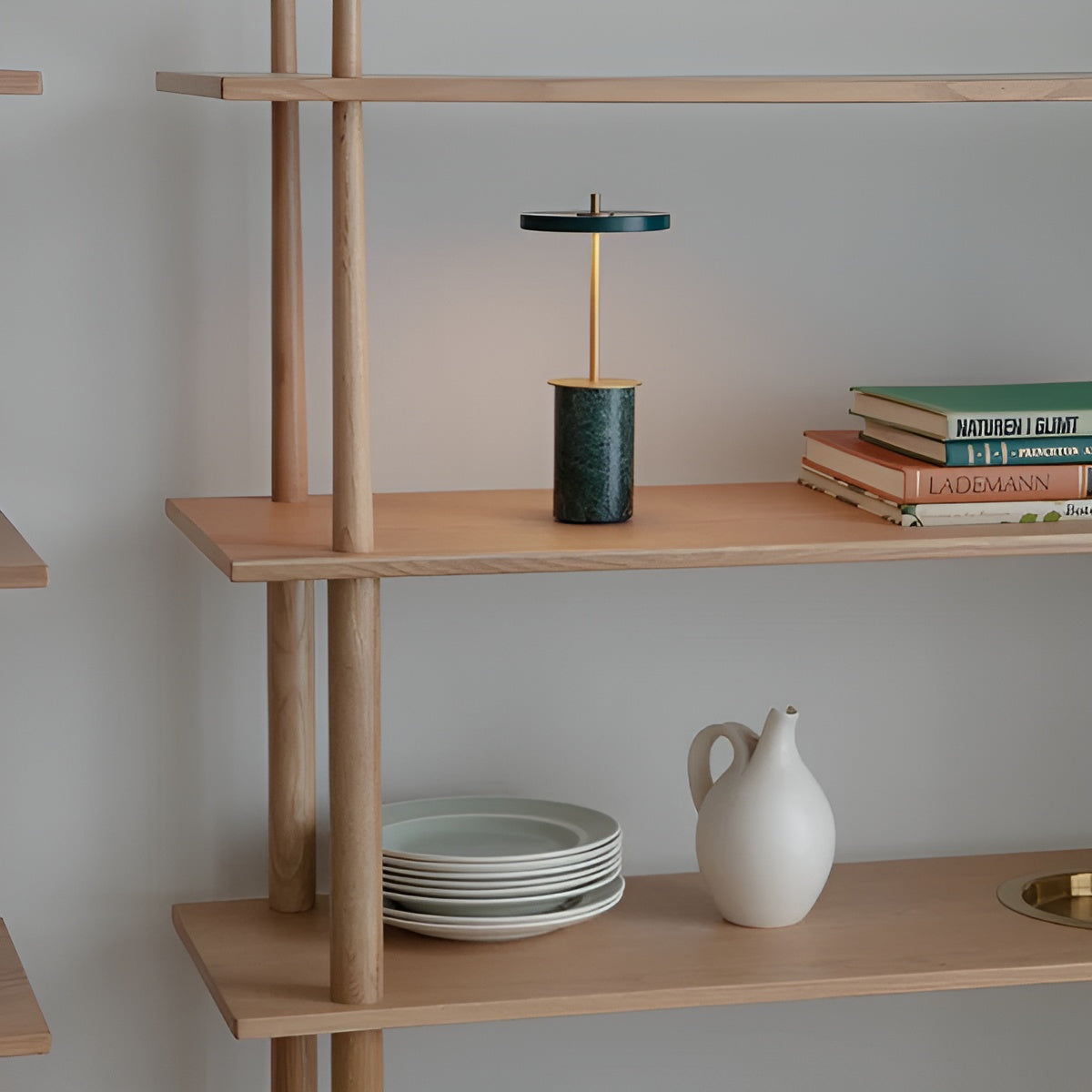 Asteria Move Mini Table Lamp Green Marble with Gold Accent