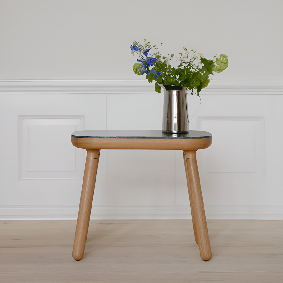 PAFF green table with oak base