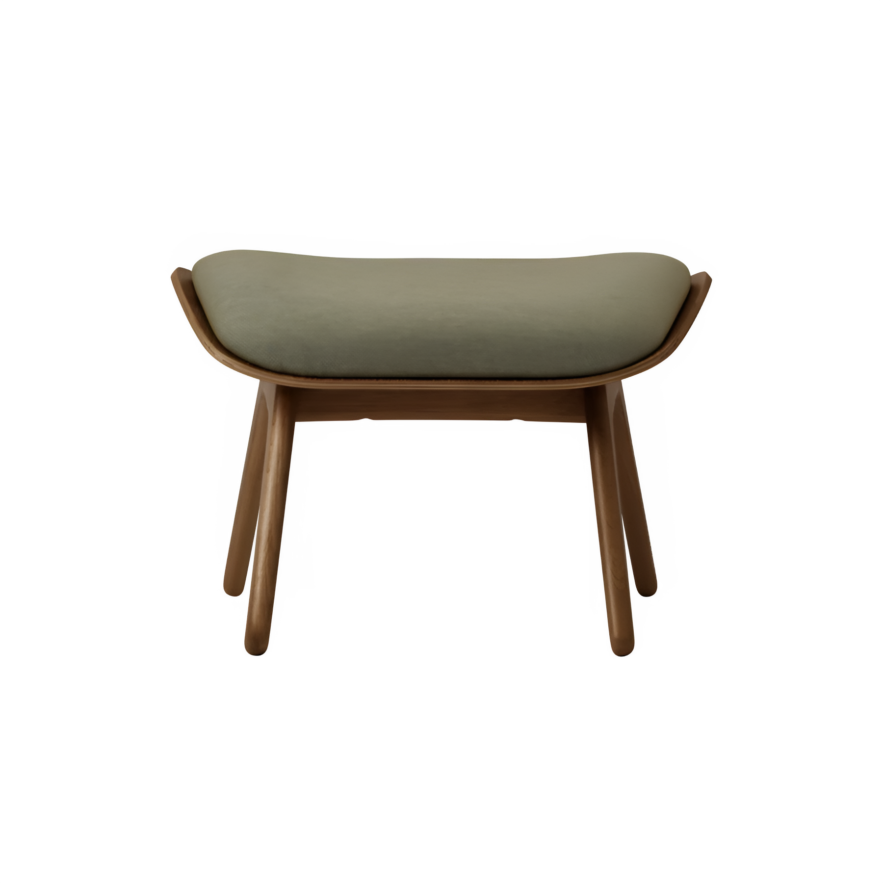 READER sage footstool with a dark oak base